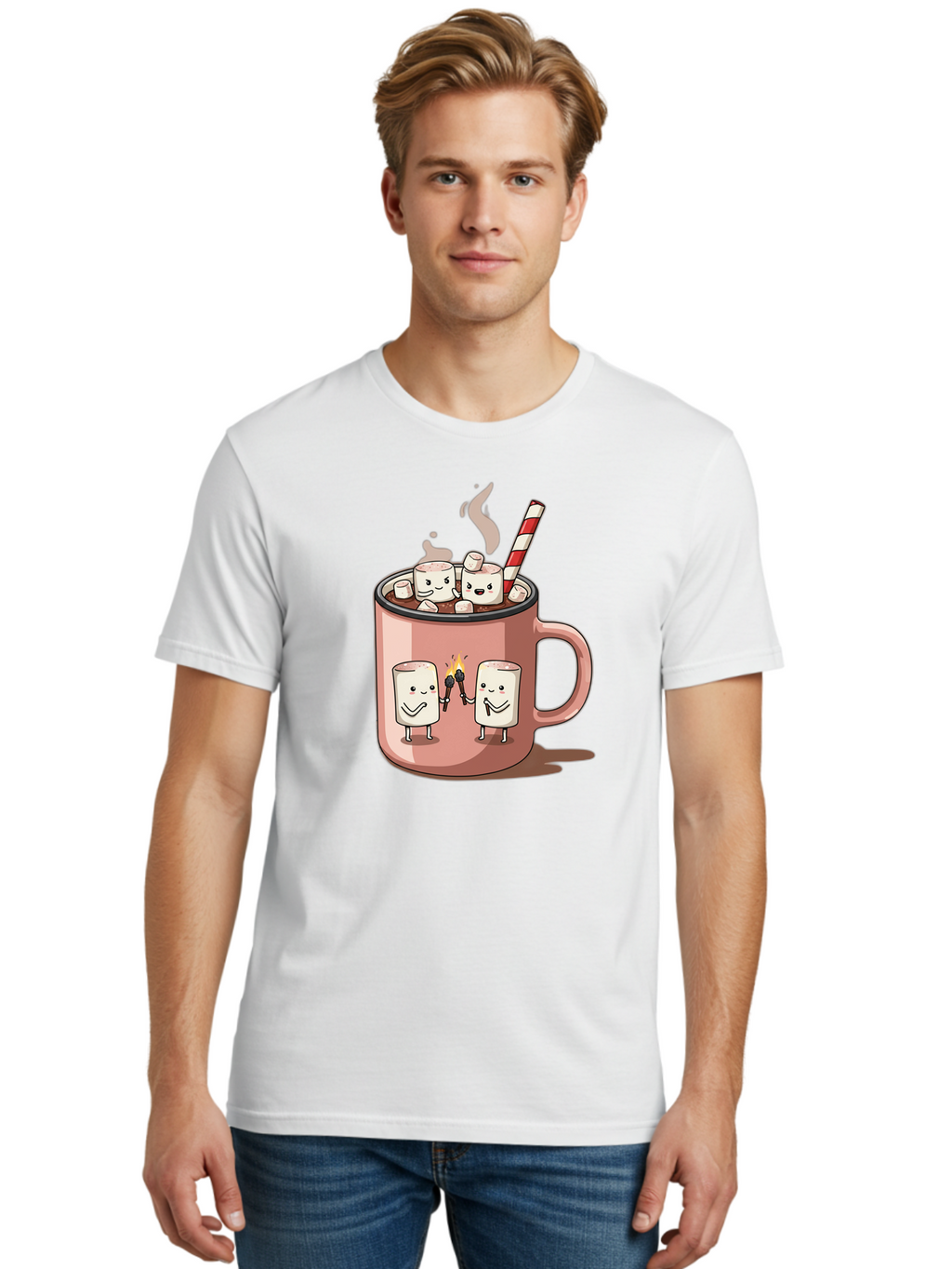 Hot-Chocolate-Marshmallows Men'S Graphic Tee, 100% Cotton, Comfortable Casual Summer Wear, Machine Washable, Vintage Camera, Old Camera, Antique Camera, Black Camera, Classic Photography, Photography Equipment, Nostalgic Device, Film Camera, Bam661