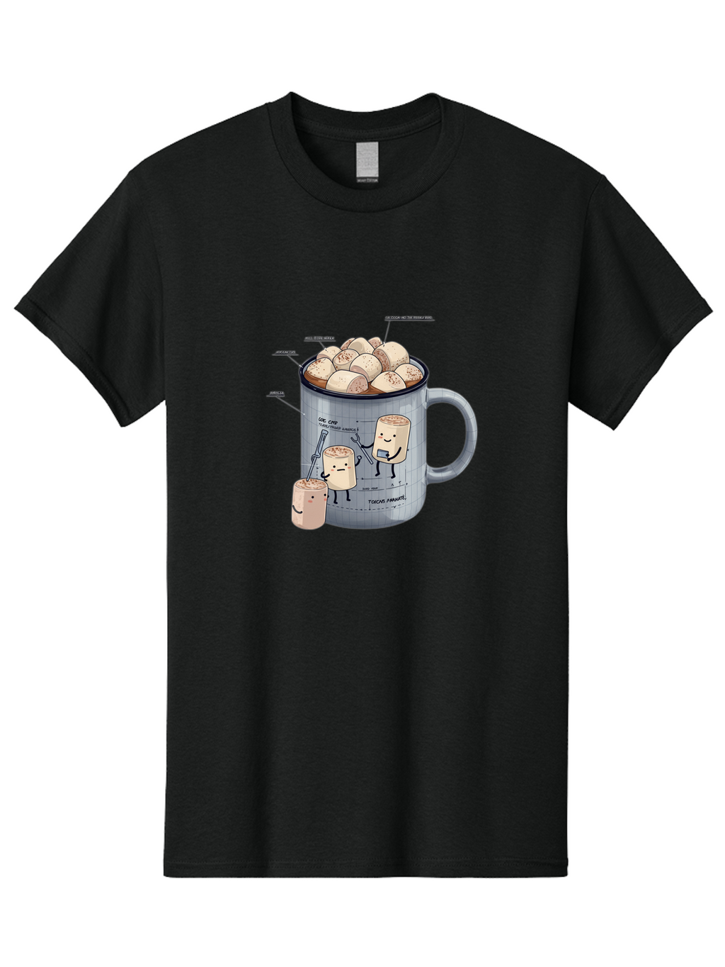 Hot-Chocolate-Mug-With-Marshmallow-1 Men'S Graphic Tee, 100% Cotton, Comfortable Casual Summer Wear, Machine Washable, Vintage Camera, Old Camera, Antique Camera, Black Camera, Classic Photography, Photography Equipment, Nostalgic Device, Bam664