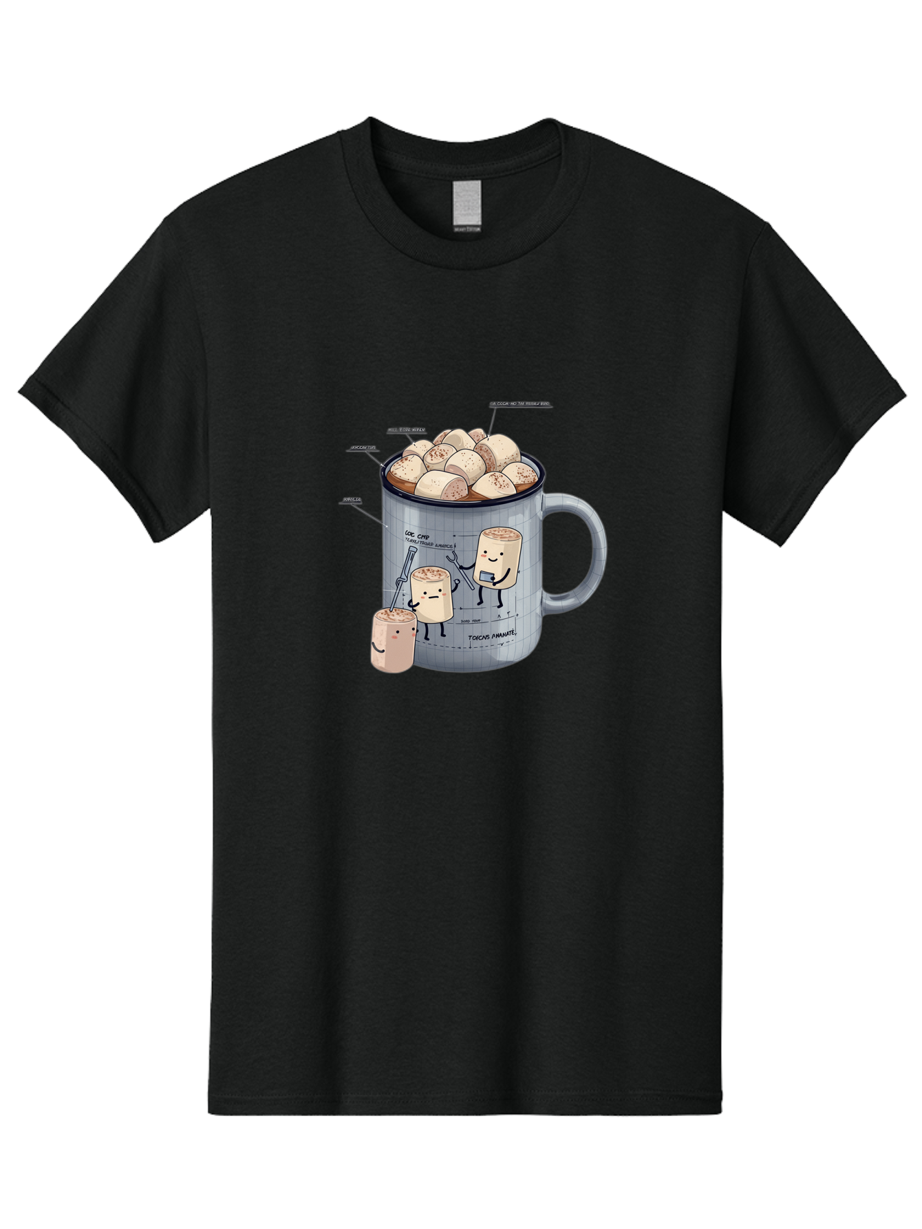 Hot-Chocolate-Mug-With-Marshmallow-1 Men'S Graphic Tee, 100% Cotton, Comfortable Casual Summer Wear, Machine Washable, Vintage Camera, Old Camera, Antique Camera, Black Camera, Classic Photography, Photography Equipment, Nostalgic Device, Bam664