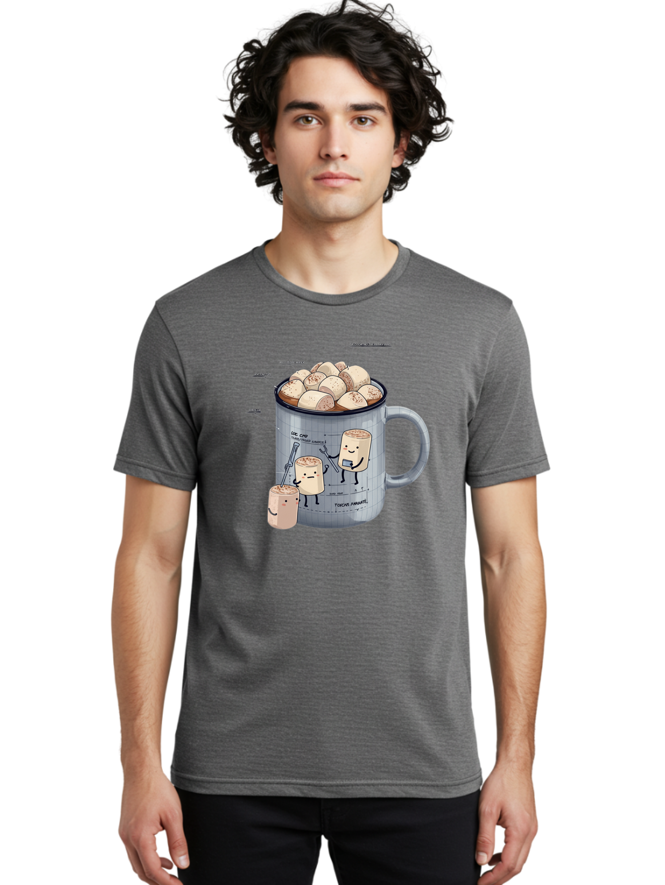 Hot-Chocolate-Mug-With-Marshmallow-1 Men'S Graphic Tee, 100% Cotton, Comfortable Casual Summer Wear, Machine Washable, Vintage Camera, Old Camera, Antique Camera, Black Camera, Classic Photography, Photography Equipment, Nostalgic Device, Bam664