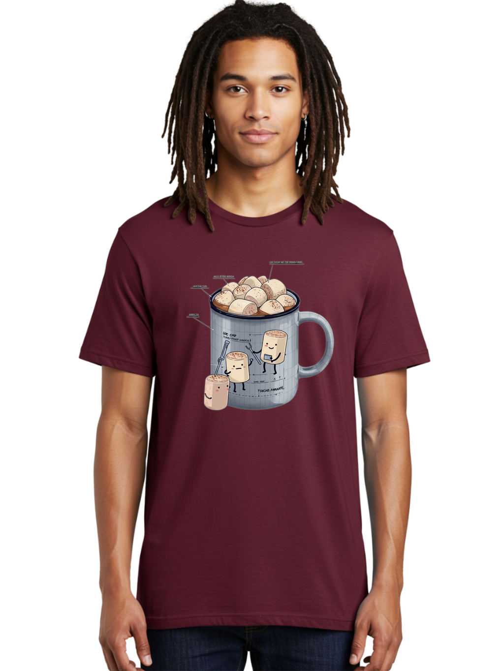 Hot-Chocolate-Mug-With-Marshmallow-1 Men'S Graphic Tee, 100% Cotton, Comfortable Casual Summer Wear, Machine Washable, Vintage Camera, Old Camera, Antique Camera, Black Camera, Classic Photography, Photography Equipment, Nostalgic Device, Bam664