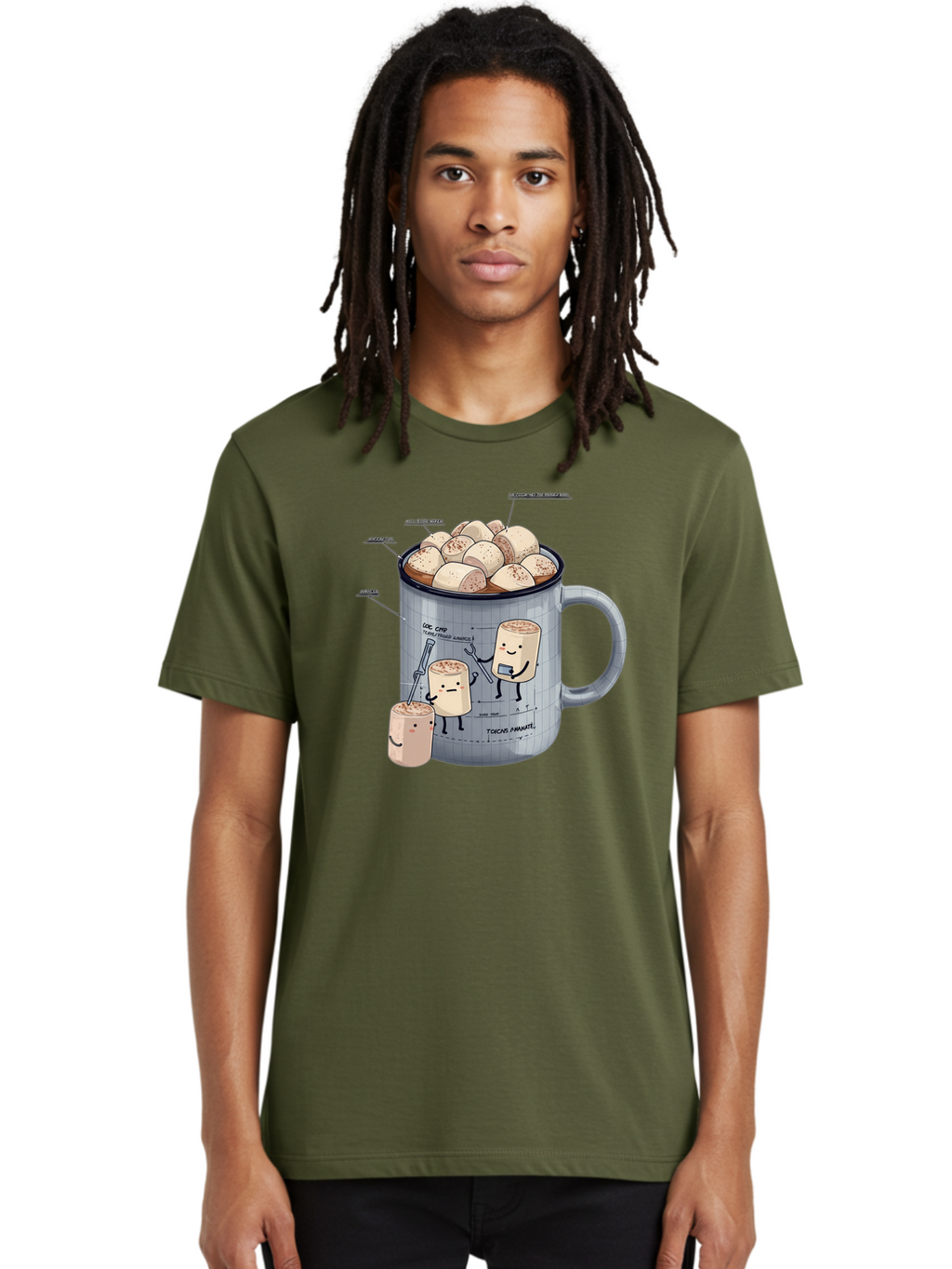 Hot-Chocolate-Mug-With-Marshmallow-1 Men'S Graphic Tee, 100% Cotton, Comfortable Casual Summer Wear, Machine Washable, Vintage Camera, Old Camera, Antique Camera, Black Camera, Classic Photography, Photography Equipment, Nostalgic Device, Bam664