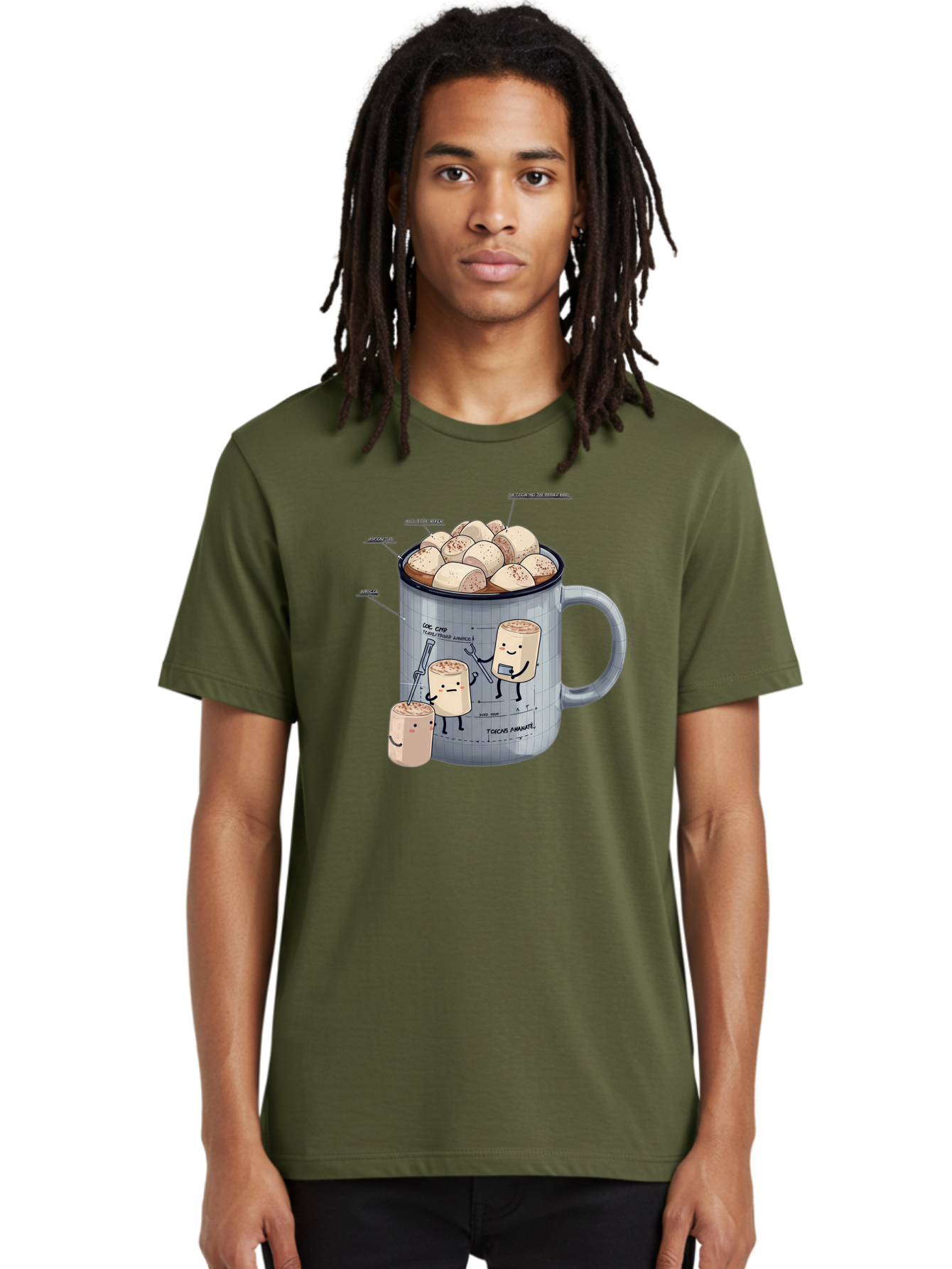 Hot-Chocolate-Mug-With-Marshmallow-1 Men'S Graphic Tee, 100% Cotton, Comfortable Casual Summer Wear, Machine Washable, Vintage Camera, Old Camera, Antique Camera, Black Camera, Classic Photography, Photography Equipment, Nostalgic Device, Bam664