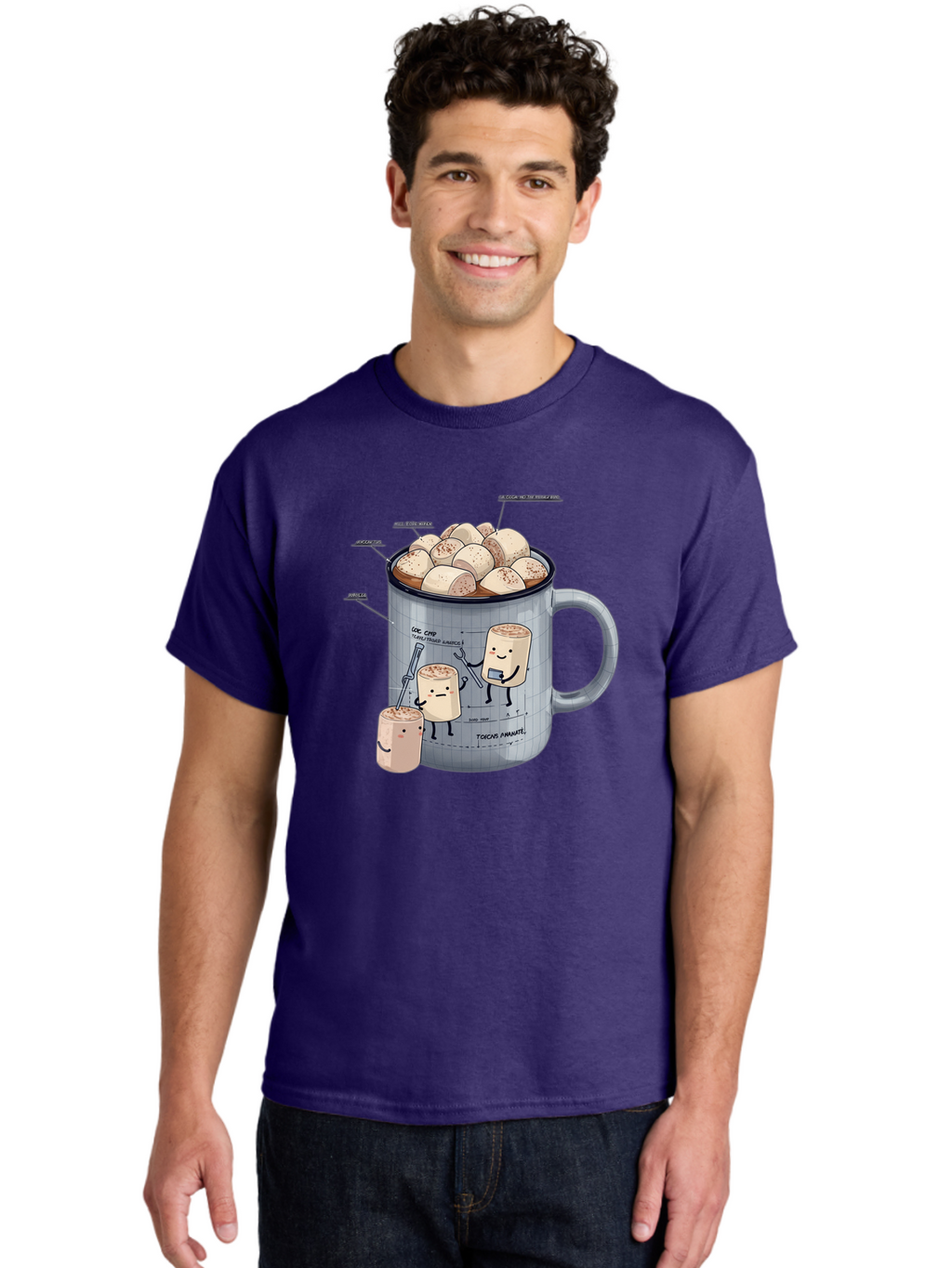 Hot-Chocolate-Mug-With-Marshmallow-1 Men'S Graphic Tee, 100% Cotton, Comfortable Casual Summer Wear, Machine Washable, Vintage Camera, Old Camera, Antique Camera, Black Camera, Classic Photography, Photography Equipment, Nostalgic Device, Bam664