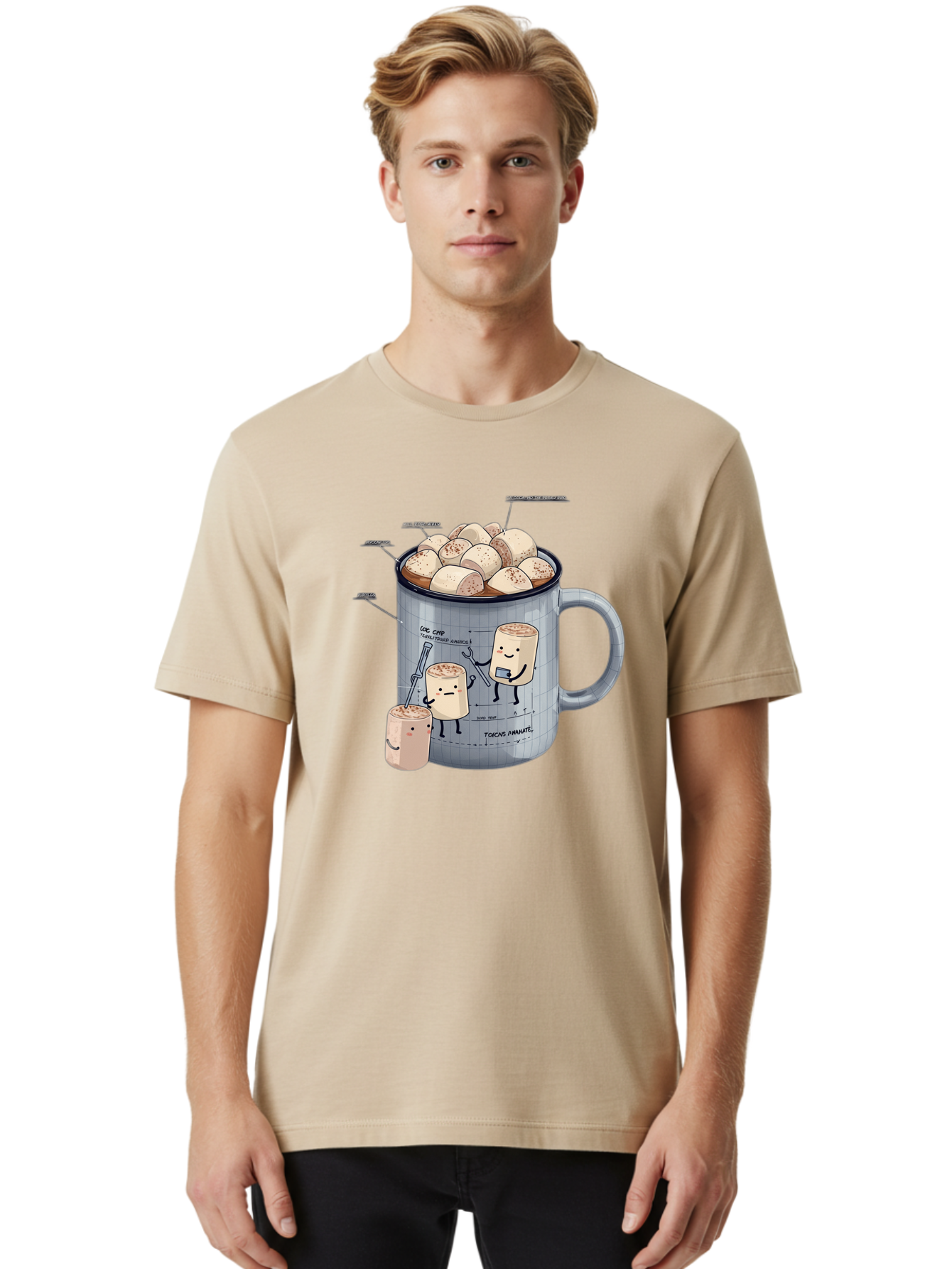 Hot-Chocolate-Mug-With-Marshmallow-1 Men'S Graphic Tee, 100% Cotton, Comfortable Casual Summer Wear, Machine Washable, Vintage Camera, Old Camera, Antique Camera, Black Camera, Classic Photography, Photography Equipment, Nostalgic Device, Bam664