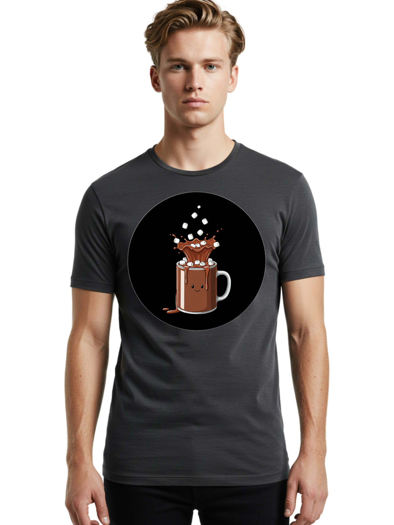 Hot-Chocolate-Mug Men'S Graphic Tee, 100% Cotton, Comfortable Casual Summer Wear, Machine Washable, Vintage Camera, Old Camera, Antique Camera, Black Camera, Classic Photography, Photography Equipment, Nostalgic Device, Film Camera, Camera Art Bam665