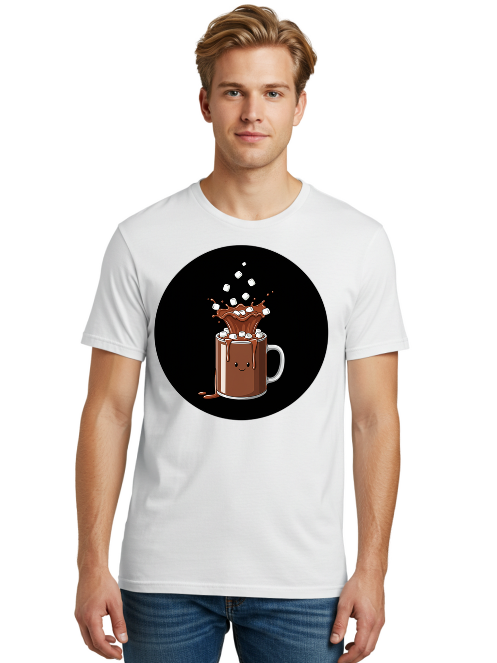 Hot-Chocolate-Mug Men'S Graphic Tee, 100% Cotton, Comfortable Casual Summer Wear, Machine Washable, Vintage Camera, Old Camera, Antique Camera, Black Camera, Classic Photography, Photography Equipment, Nostalgic Device, Film Camera, Camera Art Bam665