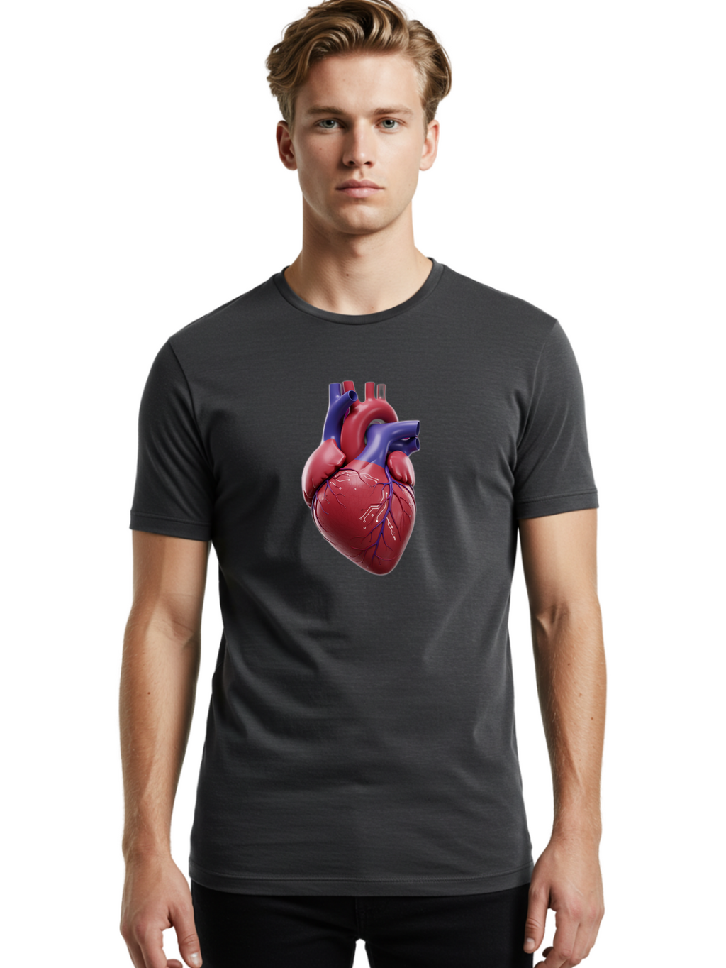 Human-Heart-1 Men'S Graphic Tee, 100% Cotton, Comfortable Casual Summer Wear, Machine Washable, Vintage Camera, Old Camera, Antique Camera, Black Camera, Classic Photography, Photography Equipment, Nostalgic Device, Film Camera, Camera Art Bam669