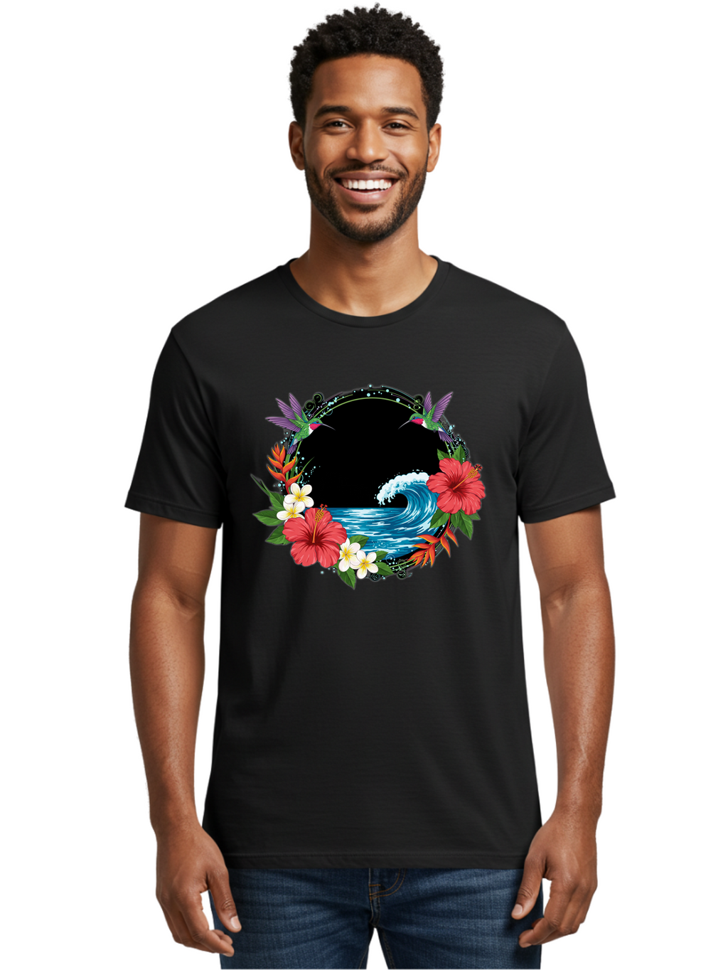 Hummingbird-Ocean-Wave Men'S Graphic Tee, 100% Cotton, Comfortable Casual Summer Wear, Machine Washable, Vintage Camera, Old Camera, Antique Camera, Black Camera, Classic Photography, Photography Equipment, Nostalgic Device, Film Camera, Bam671