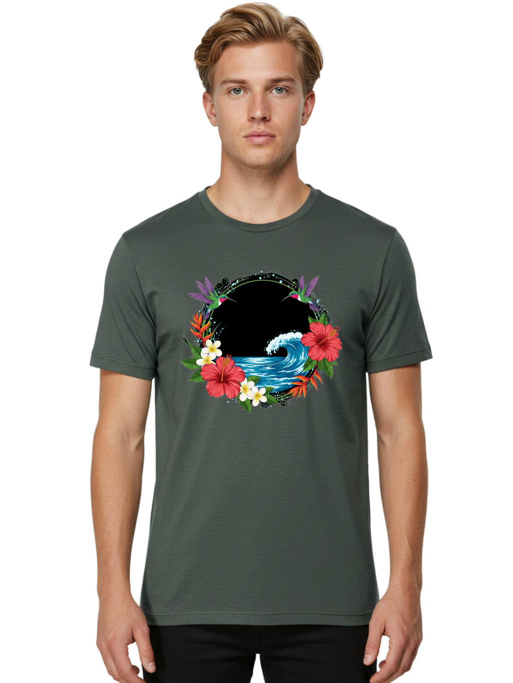 Hummingbird-Ocean-Wave Men'S Graphic Tee, 100% Cotton, Comfortable Casual Summer Wear, Machine Washable, Vintage Camera, Old Camera, Antique Camera, Black Camera, Classic Photography, Photography Equipment, Nostalgic Device, Film Camera, Bam671
