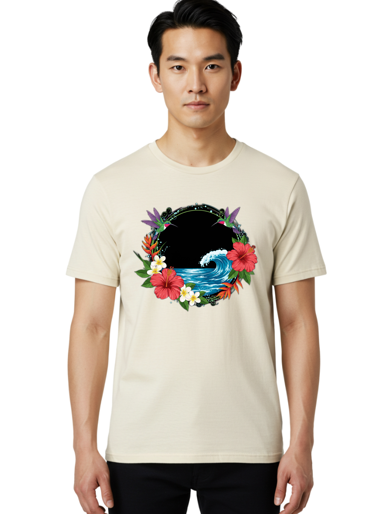 Hummingbird-Ocean-Wave Men'S Graphic Tee, 100% Cotton, Comfortable Casual Summer Wear, Machine Washable, Vintage Camera, Old Camera, Antique Camera, Black Camera, Classic Photography, Photography Equipment, Nostalgic Device, Film Camera, Bam671
