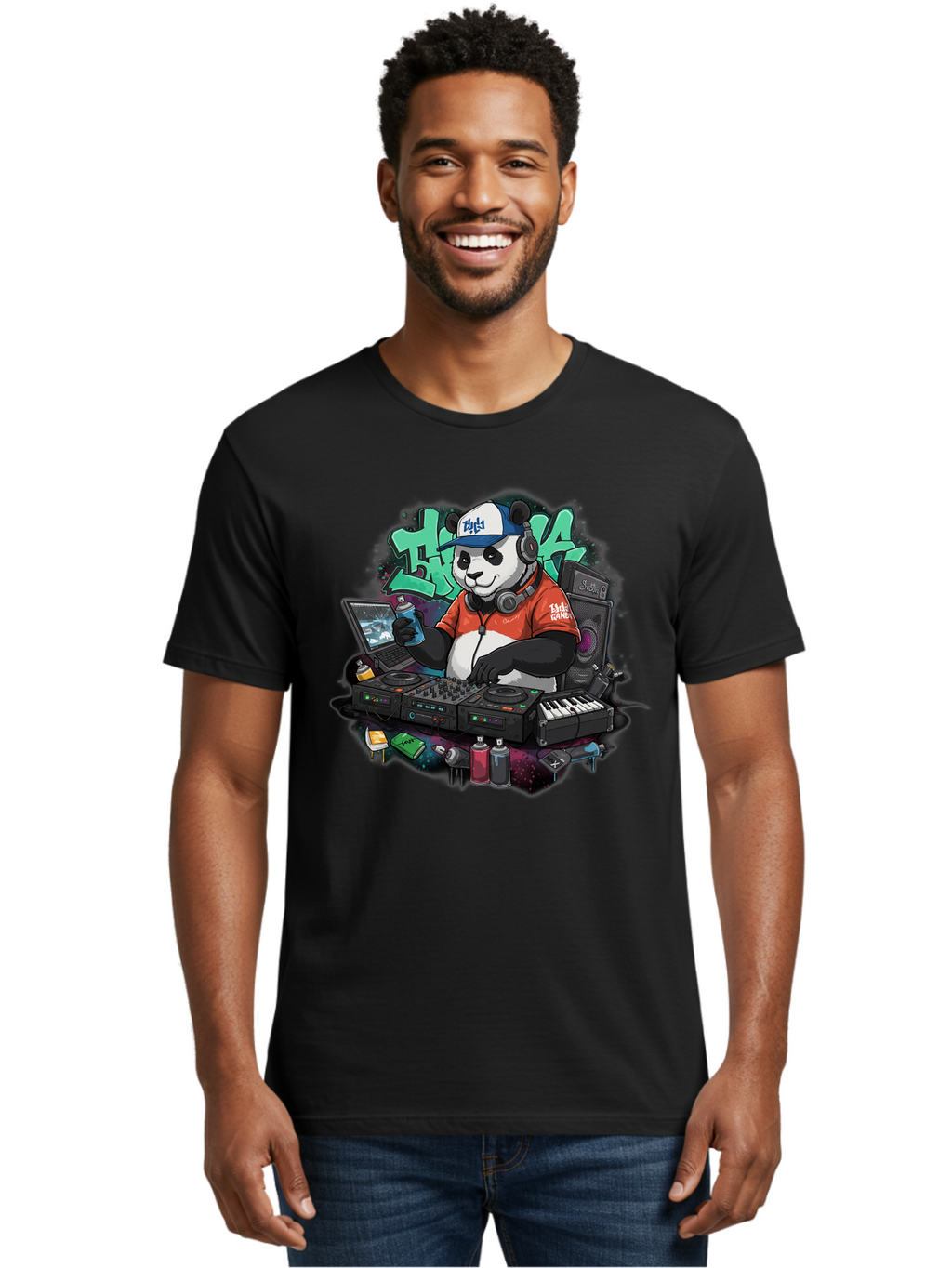 Hypha-Panda-Dj Men'S Graphic Tee, 100% Cotton, Comfortable Casual Summer Wear, Machine Washable, Vintage Camera, Old Camera, Antique Camera, Black Camera, Classic Photography, Photography Equipment, Nostalgic Device, Film Camera, Camera Art Bam674