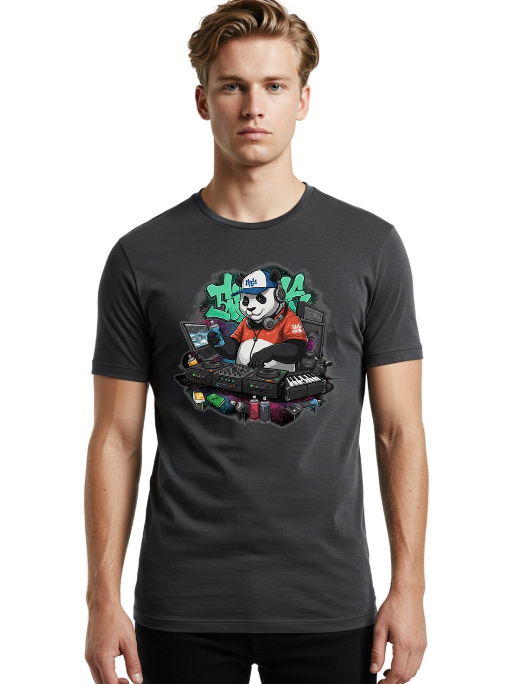 Hypha-Panda-Dj Men'S Graphic Tee, 100% Cotton, Comfortable Casual Summer Wear, Machine Washable, Vintage Camera, Old Camera, Antique Camera, Black Camera, Classic Photography, Photography Equipment, Nostalgic Device, Film Camera, Camera Art Bam674