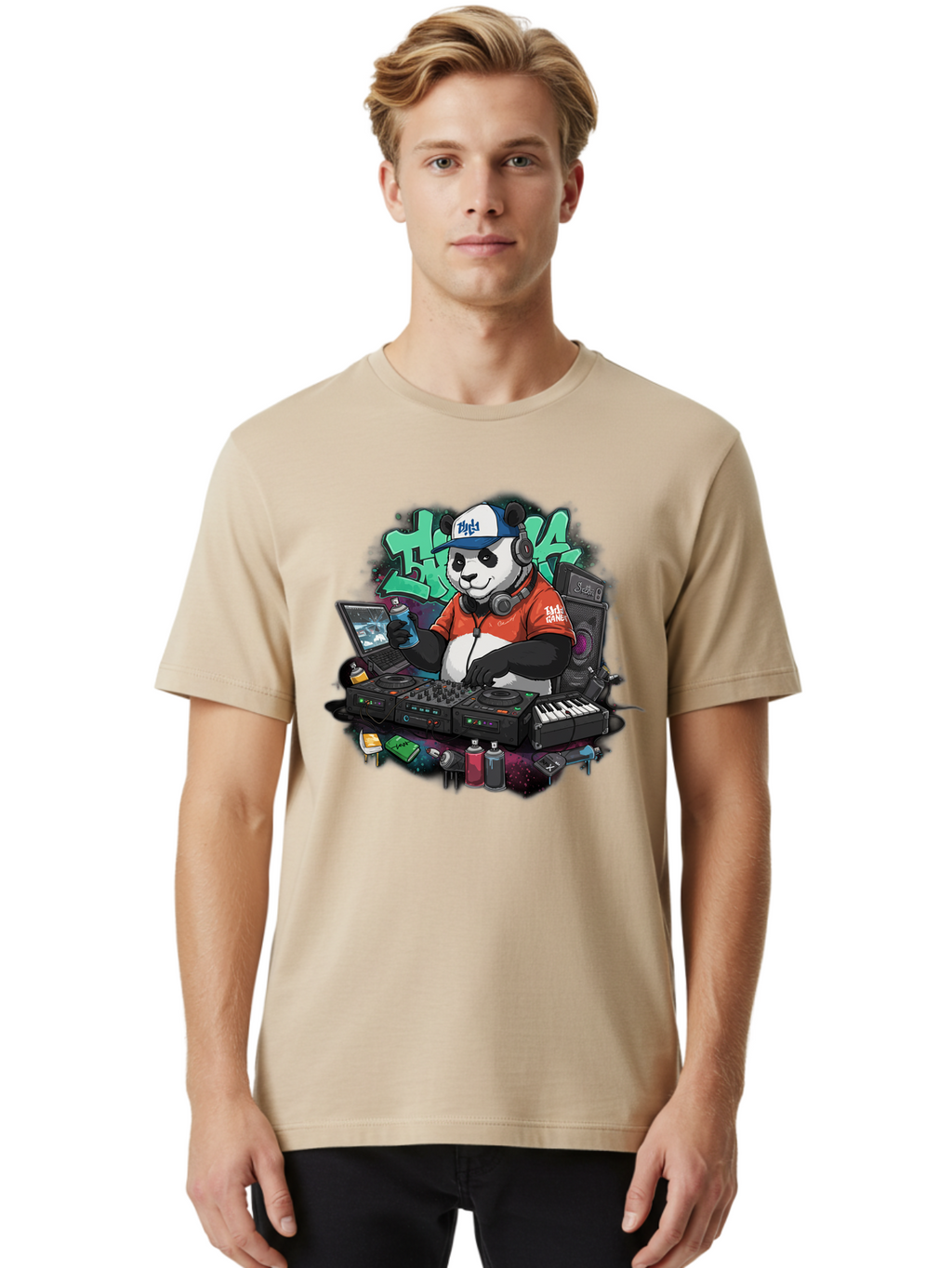 Hypha-Panda-Dj Men'S Graphic Tee, 100% Cotton, Comfortable Casual Summer Wear, Machine Washable, Vintage Camera, Old Camera, Antique Camera, Black Camera, Classic Photography, Photography Equipment, Nostalgic Device, Film Camera, Camera Art Bam674