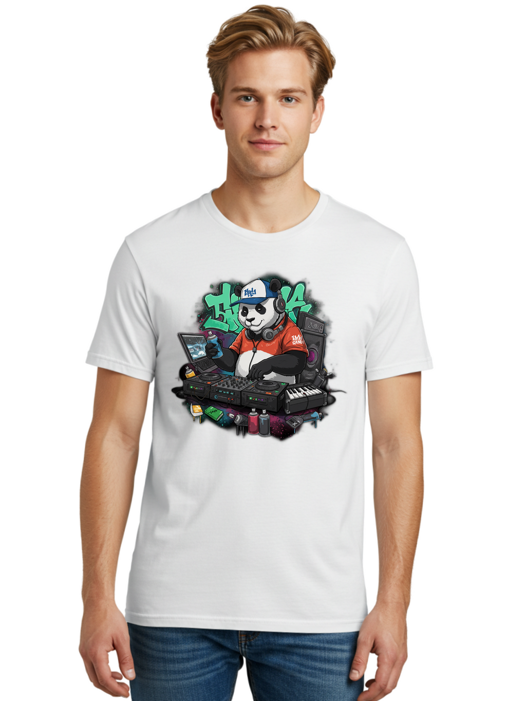 Hypha-Panda-Dj Men'S Graphic Tee, 100% Cotton, Comfortable Casual Summer Wear, Machine Washable, Vintage Camera, Old Camera, Antique Camera, Black Camera, Classic Photography, Photography Equipment, Nostalgic Device, Film Camera, Camera Art Bam674