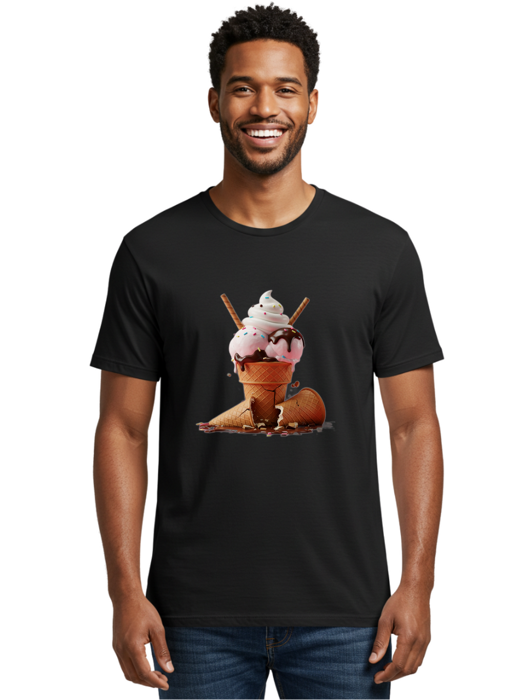 Ice-Cream-Cone Men'S Graphic Tee, 100% Cotton, Comfortable Casual Summer Wear, Machine Washable, Vintage Camera, Old Camera, Antique Camera, Black Camera, Classic Photography, Photography Equipment, Nostalgic Device, Film Camera, Camera Art Bam677