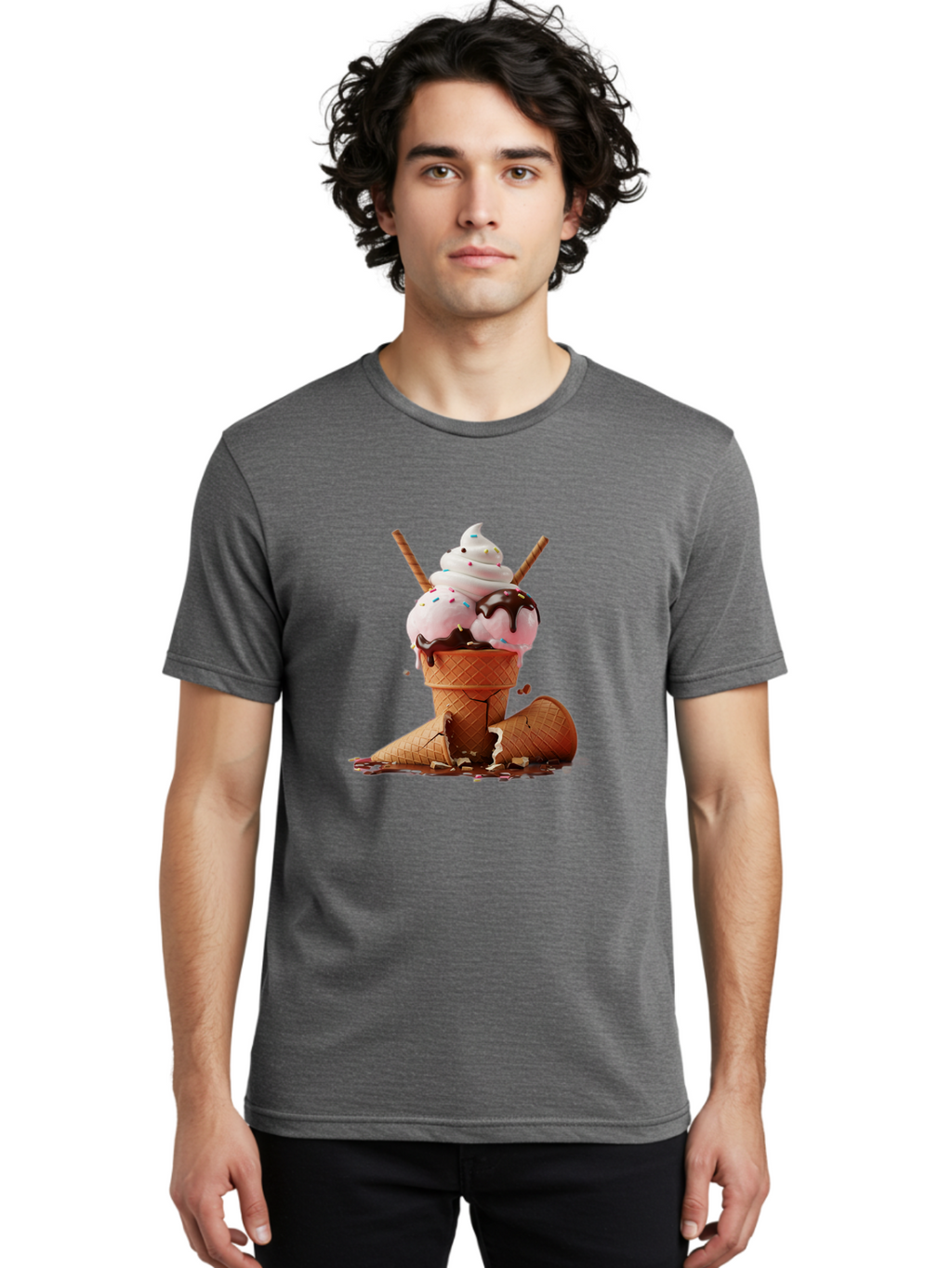 Ice-Cream-Cone Men'S Graphic Tee, 100% Cotton, Comfortable Casual Summer Wear, Machine Washable, Vintage Camera, Old Camera, Antique Camera, Black Camera, Classic Photography, Photography Equipment, Nostalgic Device, Film Camera, Camera Art Bam677