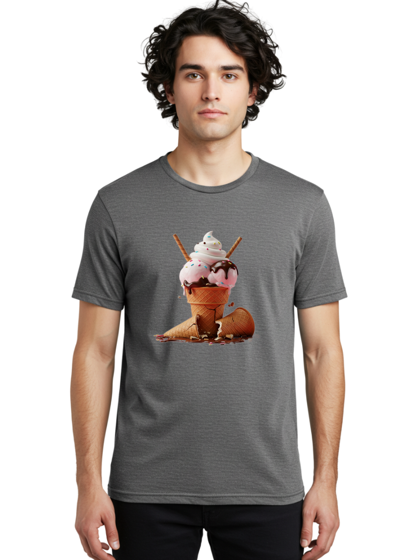 Ice-Cream-Cone Men'S Graphic Tee, 100% Cotton, Comfortable Casual Summer Wear, Machine Washable, Vintage Camera, Old Camera, Antique Camera, Black Camera, Classic Photography, Photography Equipment, Nostalgic Device, Film Camera, Camera Art Bam677