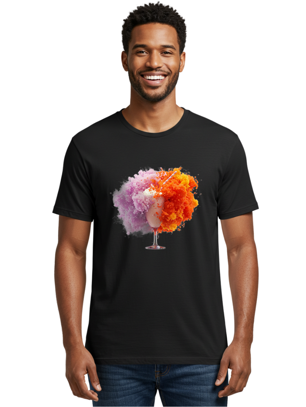 Ice-Cream-Explosion Men'S Graphic Tee, 100% Cotton, Comfortable Casual Summer Wear, Machine Washable, Vintage Camera, Old Camera, Antique Camera, Black Camera, Classic Photography, Photography Equipment, Nostalgic Device, Film Camera, Bam678