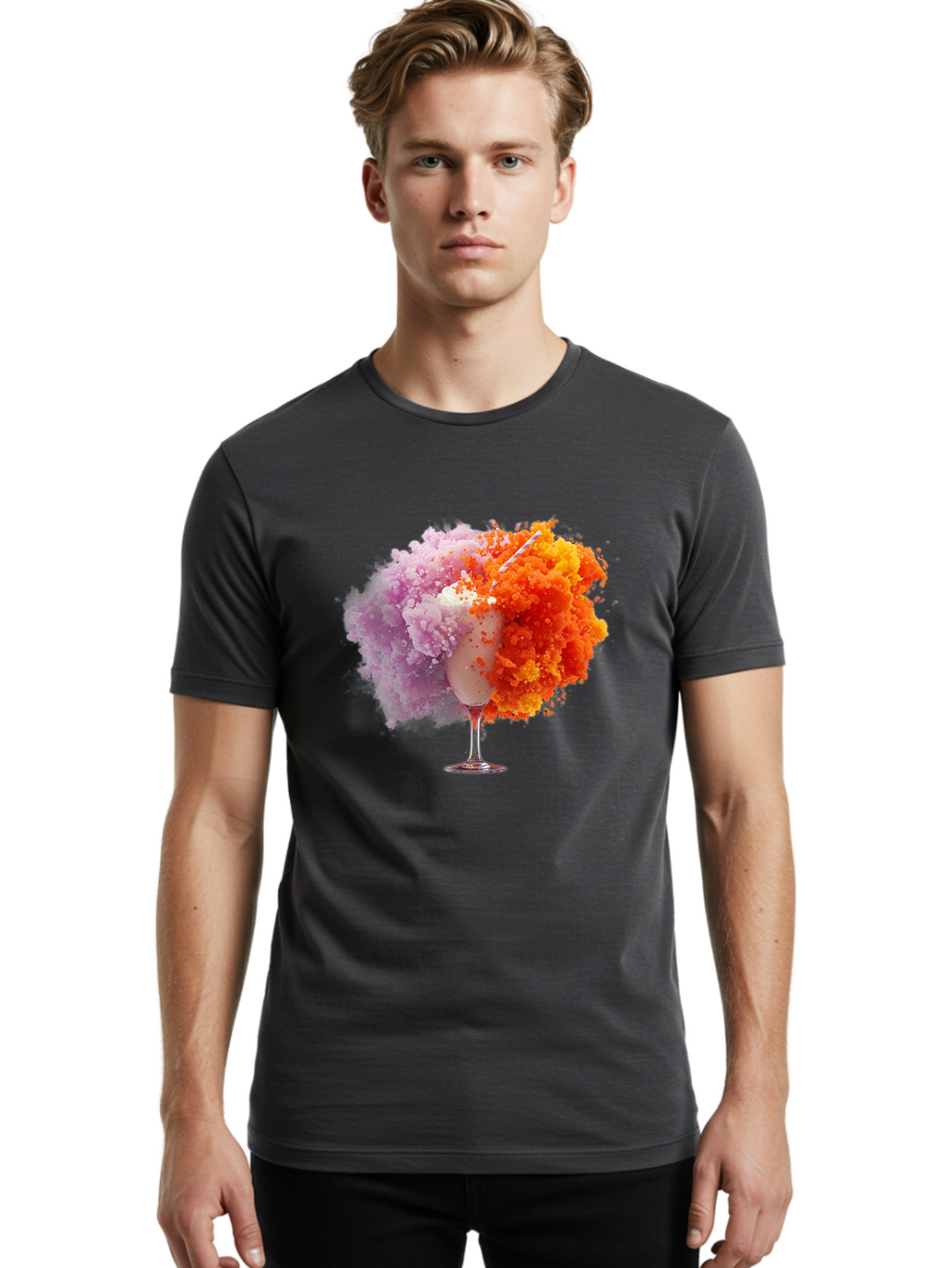 Ice-Cream-Explosion Men'S Graphic Tee, 100% Cotton, Comfortable Casual Summer Wear, Machine Washable, Vintage Camera, Old Camera, Antique Camera, Black Camera, Classic Photography, Photography Equipment, Nostalgic Device, Film Camera, Bam678