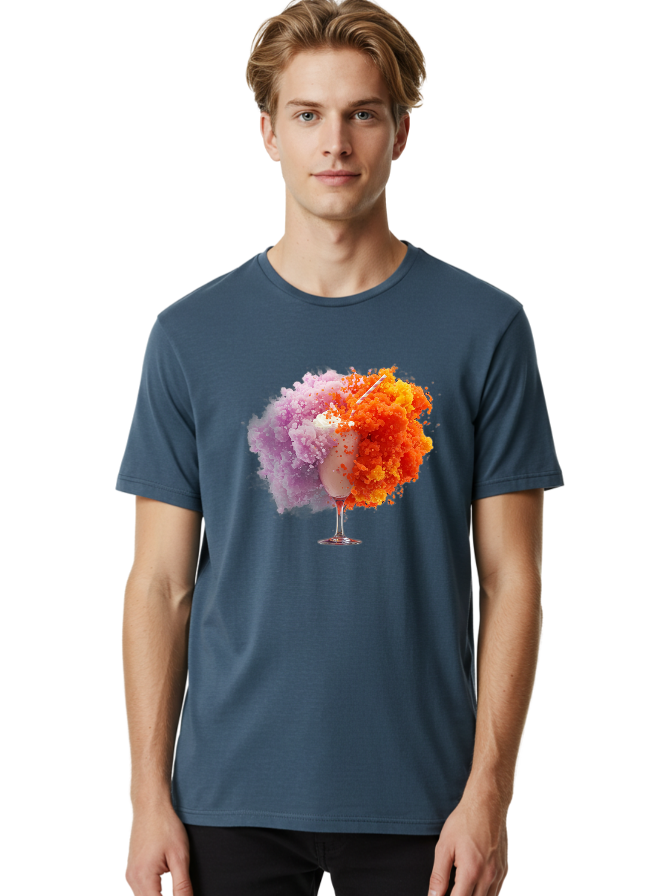 Ice-Cream-Explosion Men'S Graphic Tee, 100% Cotton, Comfortable Casual Summer Wear, Machine Washable, Vintage Camera, Old Camera, Antique Camera, Black Camera, Classic Photography, Photography Equipment, Nostalgic Device, Film Camera, Bam678