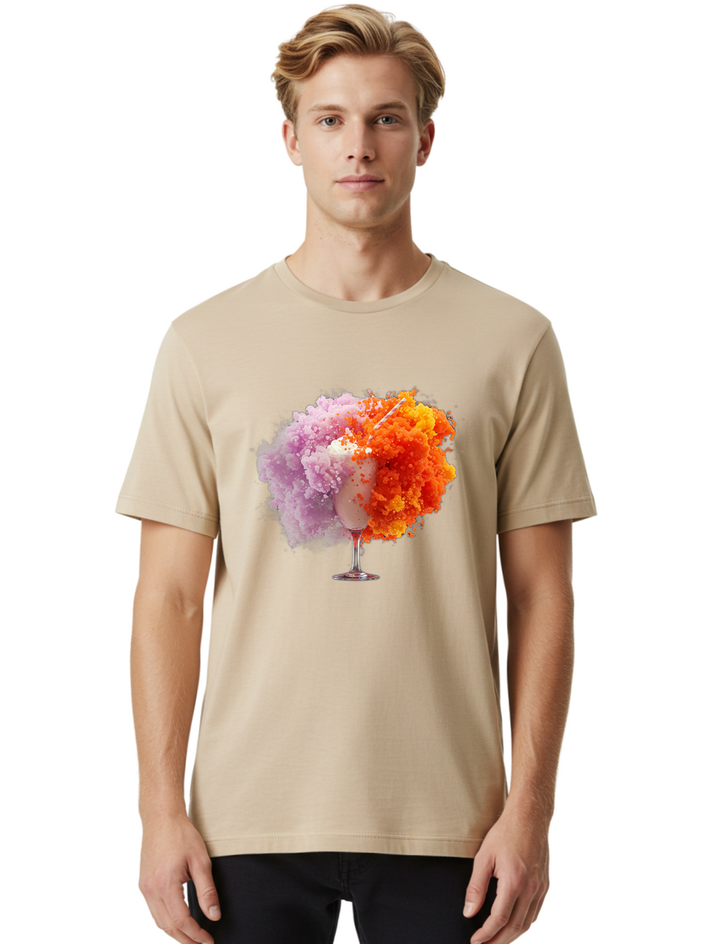 Ice-Cream-Explosion Men'S Graphic Tee, 100% Cotton, Comfortable Casual Summer Wear, Machine Washable, Vintage Camera, Old Camera, Antique Camera, Black Camera, Classic Photography, Photography Equipment, Nostalgic Device, Film Camera, Bam678