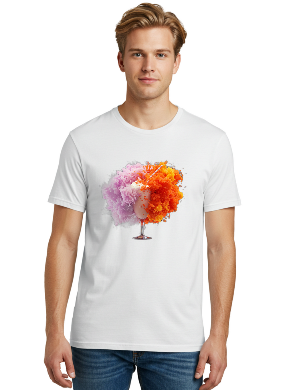 Ice-Cream-Explosion Men'S Graphic Tee, 100% Cotton, Comfortable Casual Summer Wear, Machine Washable, Vintage Camera, Old Camera, Antique Camera, Black Camera, Classic Photography, Photography Equipment, Nostalgic Device, Film Camera, Bam678