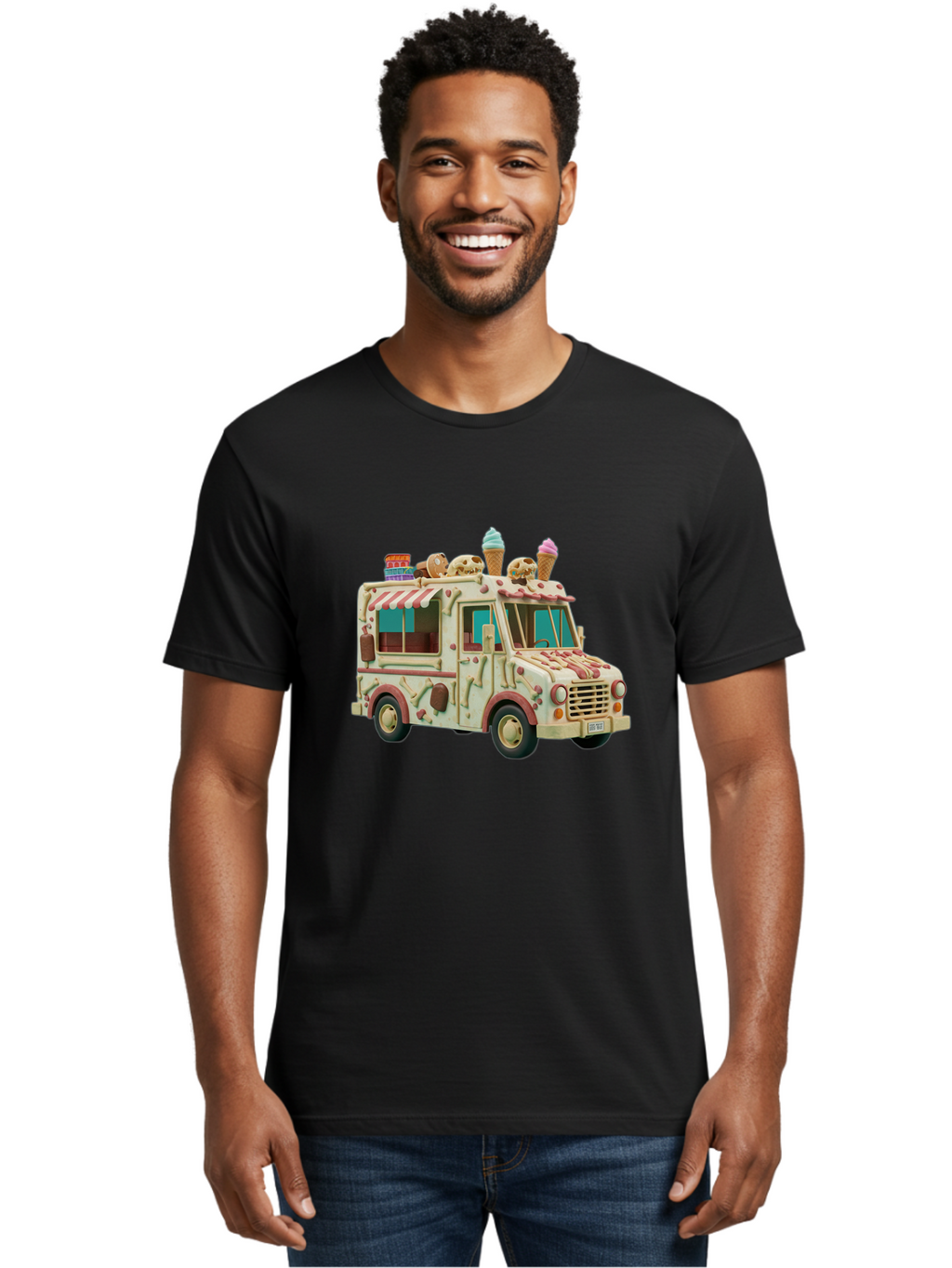 Ice-Cream-Truck Men'S Graphic Tee, 100% Cotton, Comfortable Casual Summer Wear, Machine Washable, Vintage Camera, Old Camera, Antique Camera, Black Camera, Classic Photography, Photography Equipment, Nostalgic Device, Film Camera, Camera Art Bam679