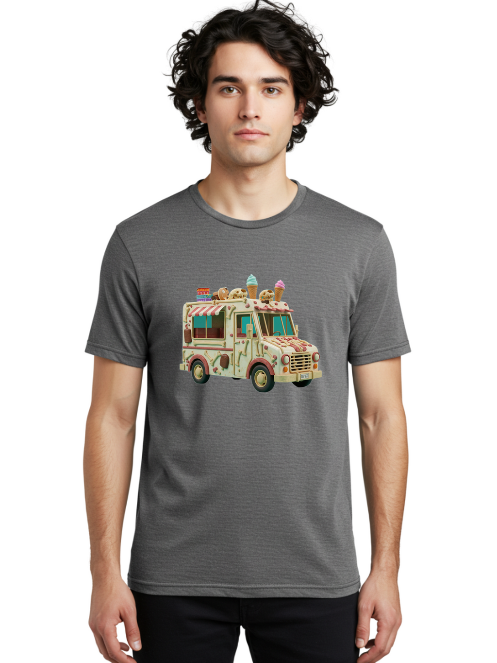 Ice-Cream-Truck Men'S Graphic Tee, 100% Cotton, Comfortable Casual Summer Wear, Machine Washable, Vintage Camera, Old Camera, Antique Camera, Black Camera, Classic Photography, Photography Equipment, Nostalgic Device, Film Camera, Camera Art Bam679
