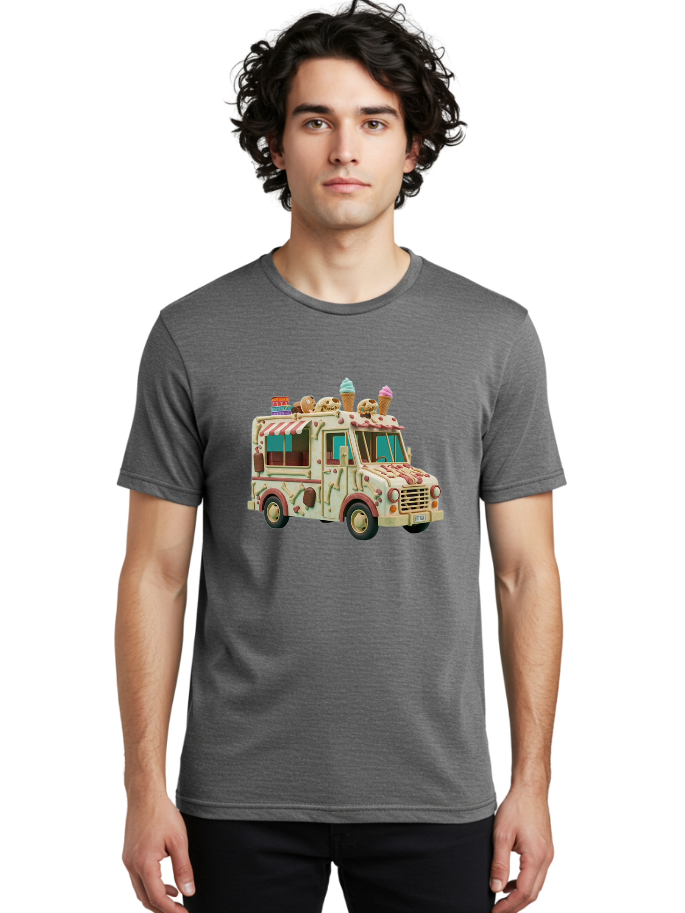 Ice-Cream-Truck Men'S Graphic Tee, 100% Cotton, Comfortable Casual Summer Wear, Machine Washable, Vintage Camera, Old Camera, Antique Camera, Black Camera, Classic Photography, Photography Equipment, Nostalgic Device, Film Camera, Camera Art Bam679
