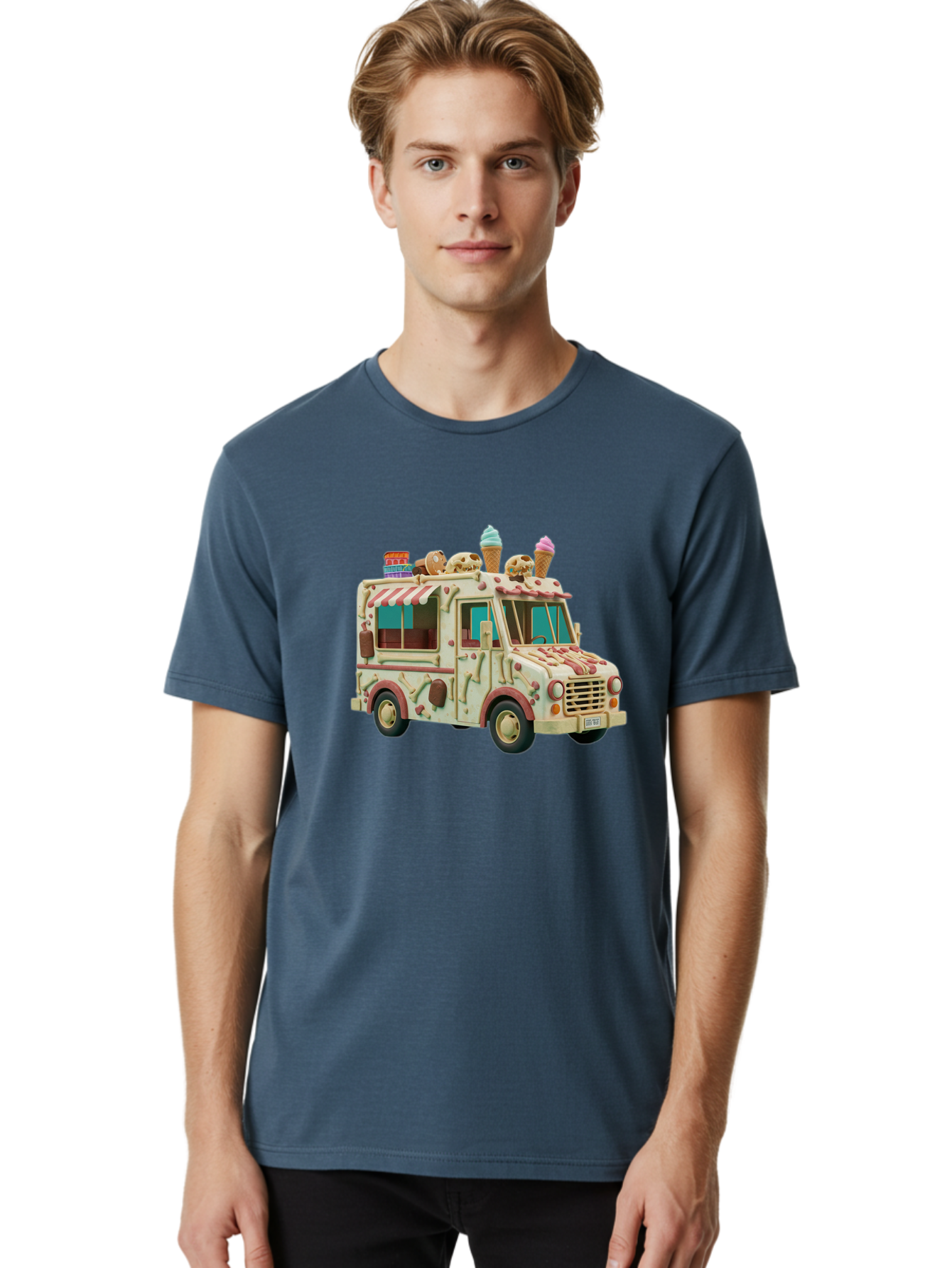 Ice-Cream-Truck Men'S Graphic Tee, 100% Cotton, Comfortable Casual Summer Wear, Machine Washable, Vintage Camera, Old Camera, Antique Camera, Black Camera, Classic Photography, Photography Equipment, Nostalgic Device, Film Camera, Camera Art Bam679