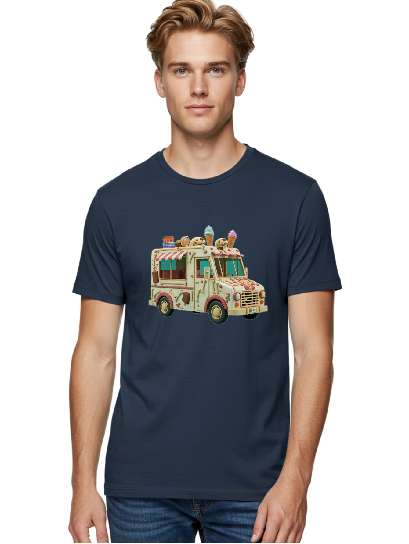 Ice-Cream-Truck Men'S Graphic Tee, 100% Cotton, Comfortable Casual Summer Wear, Machine Washable, Vintage Camera, Old Camera, Antique Camera, Black Camera, Classic Photography, Photography Equipment, Nostalgic Device, Film Camera, Camera Art Bam679