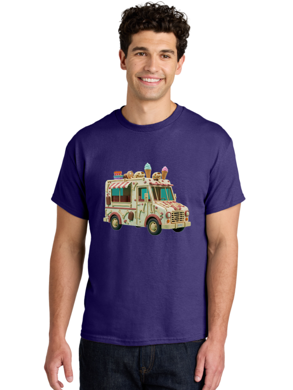 Ice-Cream-Truck Men'S Graphic Tee, 100% Cotton, Comfortable Casual Summer Wear, Machine Washable, Vintage Camera, Old Camera, Antique Camera, Black Camera, Classic Photography, Photography Equipment, Nostalgic Device, Film Camera, Camera Art Bam679