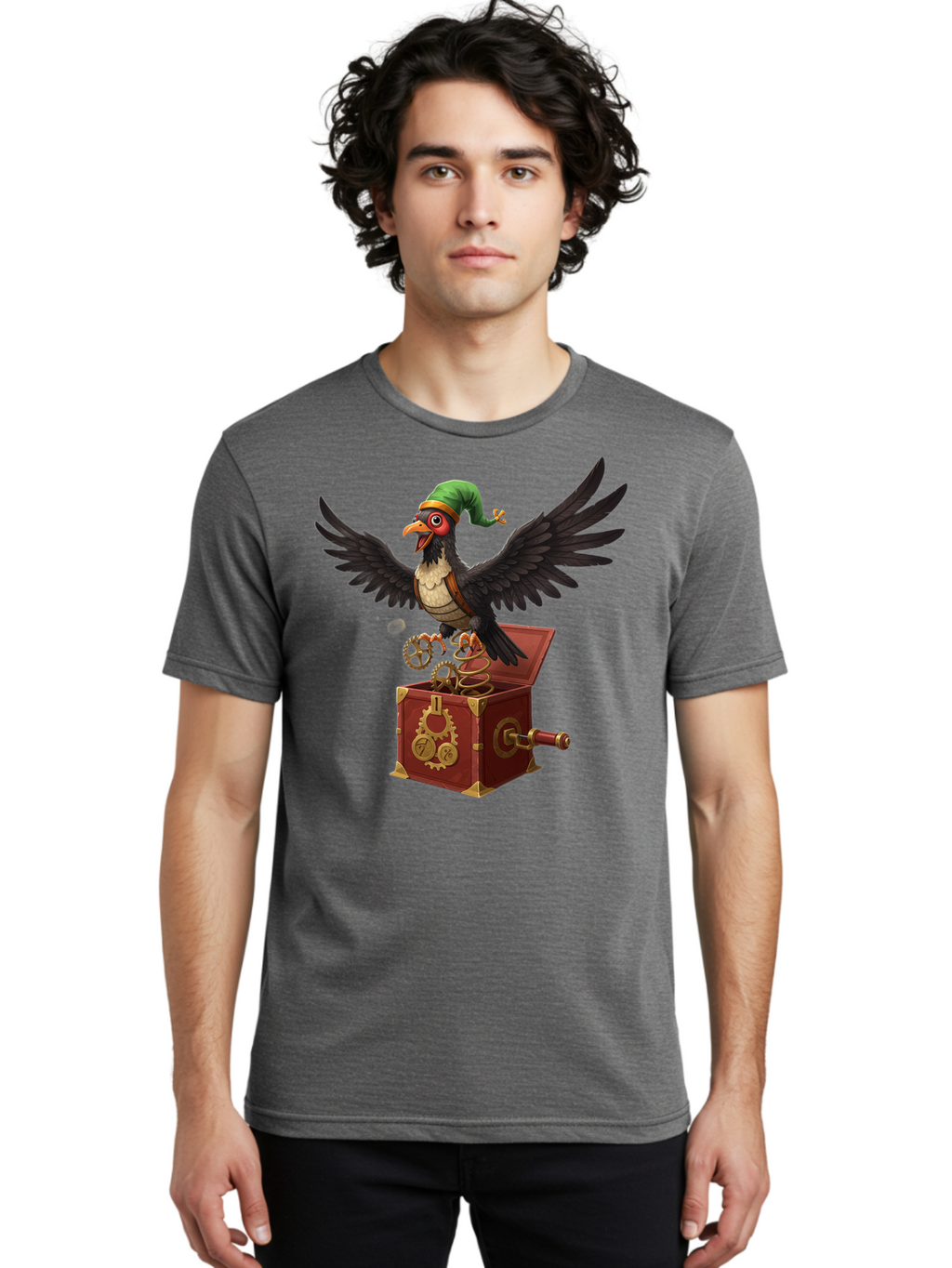 Jack-In-The-Box-Bird Men'S Graphic Tee, 100% Cotton, Comfortable Casual Summer Wear, Machine Washable, Vintage Camera, Old Camera, Antique Camera, Black Camera, Classic Photography, Photography Equipment, Nostalgic Device, Film Camera, Bam692