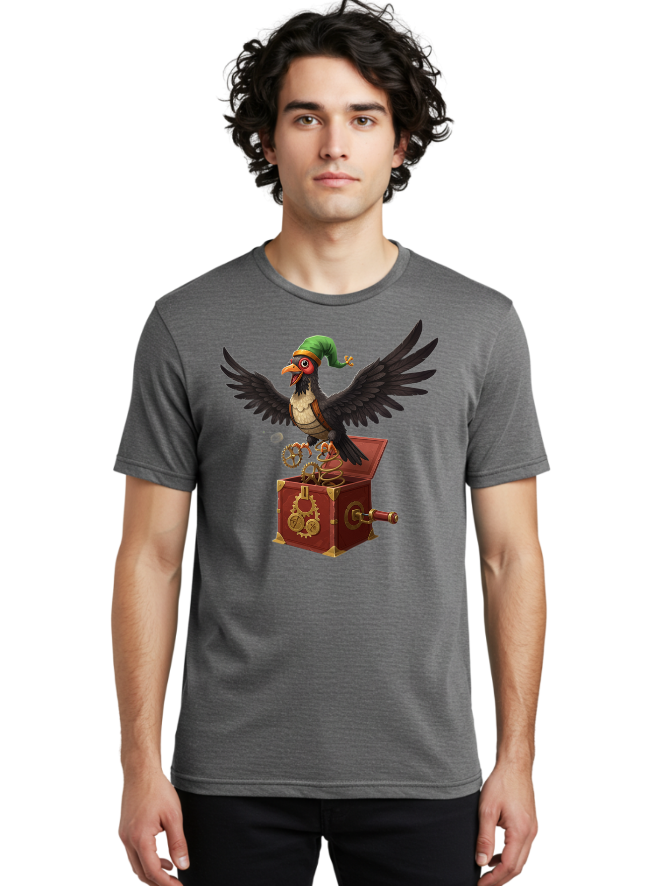 Jack-In-The-Box-Bird Men'S Graphic Tee, 100% Cotton, Comfortable Casual Summer Wear, Machine Washable, Vintage Camera, Old Camera, Antique Camera, Black Camera, Classic Photography, Photography Equipment, Nostalgic Device, Film Camera, Bam692