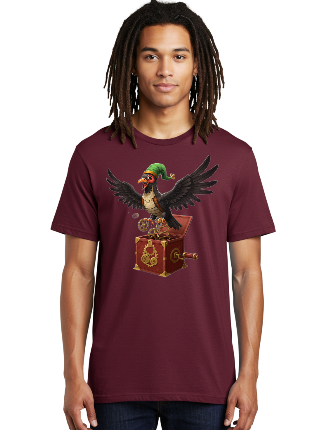 Jack-In-The-Box-Bird Men'S Graphic Tee, 100% Cotton, Comfortable Casual Summer Wear, Machine Washable, Vintage Camera, Old Camera, Antique Camera, Black Camera, Classic Photography, Photography Equipment, Nostalgic Device, Film Camera, Bam692