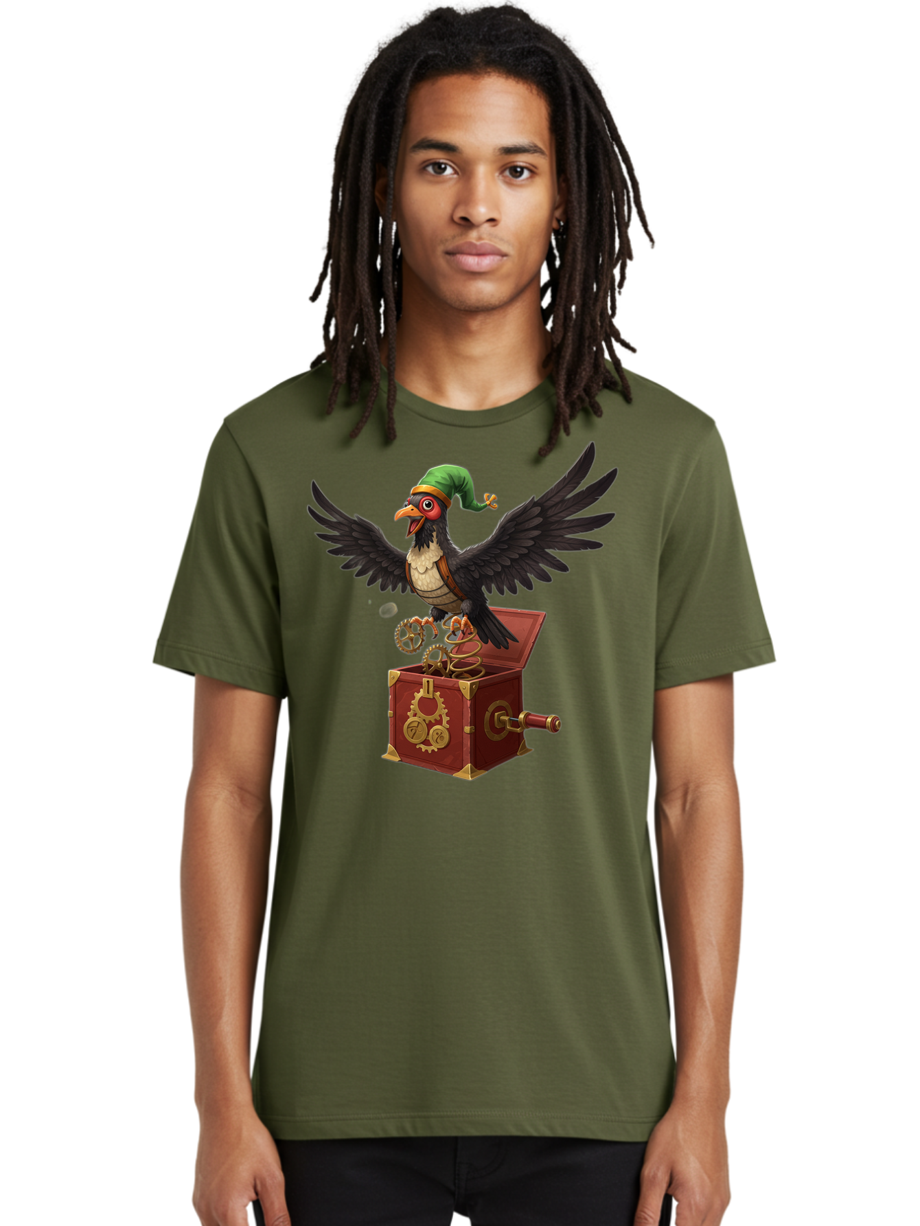 Jack-In-The-Box-Bird Men'S Graphic Tee, 100% Cotton, Comfortable Casual Summer Wear, Machine Washable, Vintage Camera, Old Camera, Antique Camera, Black Camera, Classic Photography, Photography Equipment, Nostalgic Device, Film Camera, Bam692