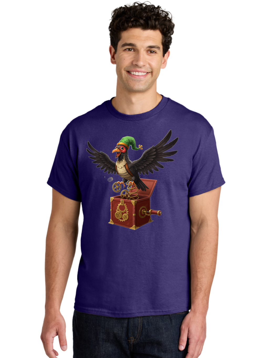 Jack-In-The-Box-Bird Men'S Graphic Tee, 100% Cotton, Comfortable Casual Summer Wear, Machine Washable, Vintage Camera, Old Camera, Antique Camera, Black Camera, Classic Photography, Photography Equipment, Nostalgic Device, Film Camera, Bam692