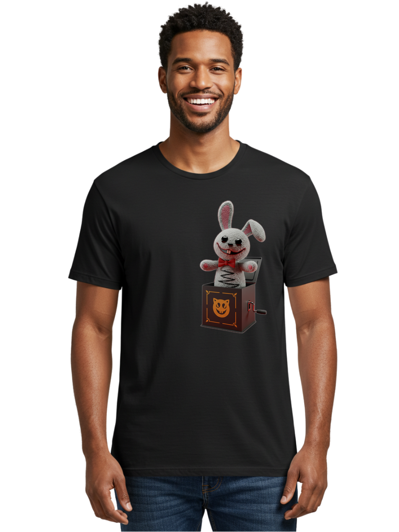 Jack-In-The-Box-Bunny Men'S Graphic Tee, 100% Cotton, Comfortable Casual Summer Wear, Machine Washable, Vintage Camera, Old Camera, Antique Camera, Black Camera, Classic Photography, Photography Equipment, Nostalgic Device, Film Camera, Bam693