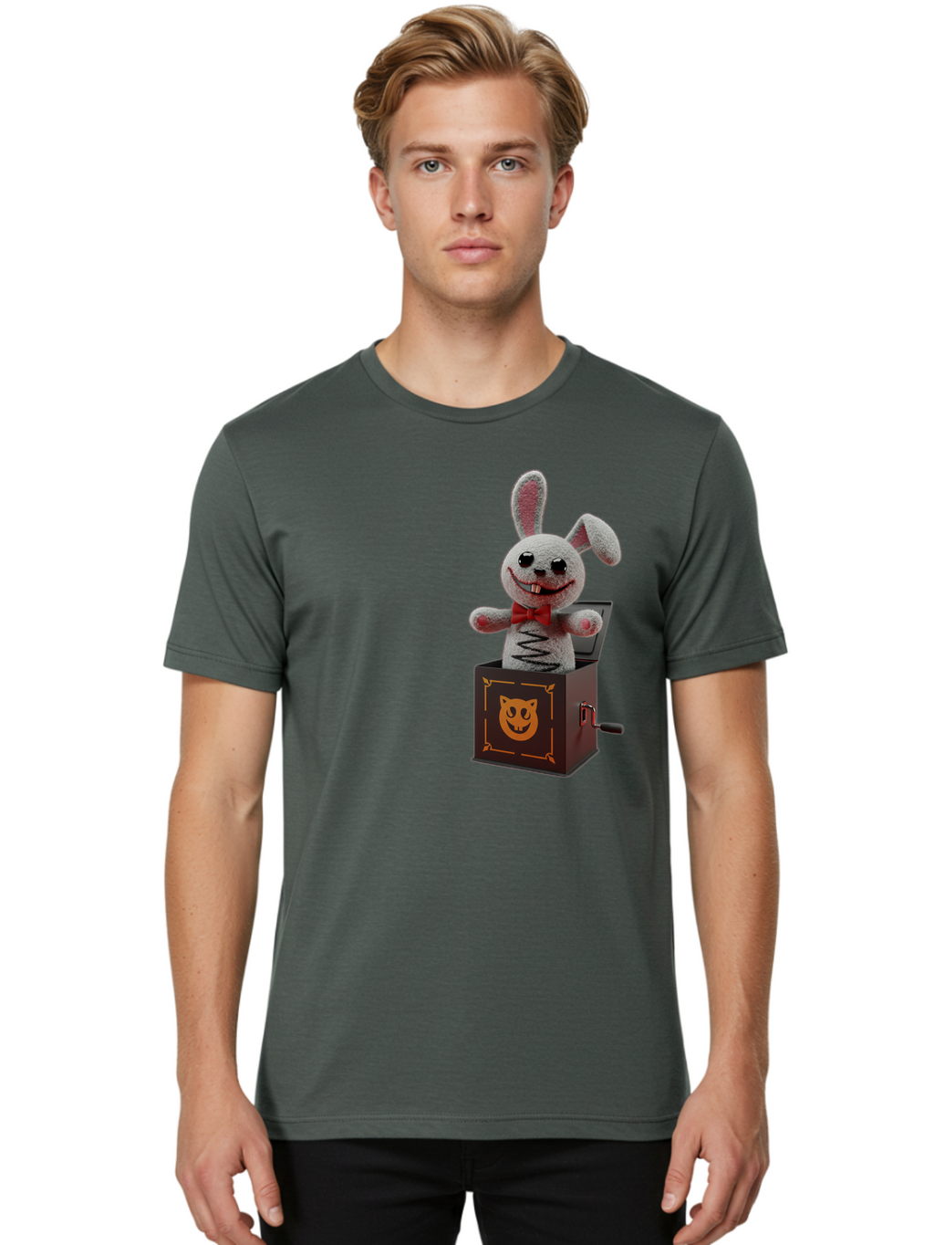 Jack-In-The-Box-Bunny Men'S Graphic Tee, 100% Cotton, Comfortable Casual Summer Wear, Machine Washable, Vintage Camera, Old Camera, Antique Camera, Black Camera, Classic Photography, Photography Equipment, Nostalgic Device, Film Camera, Bam693