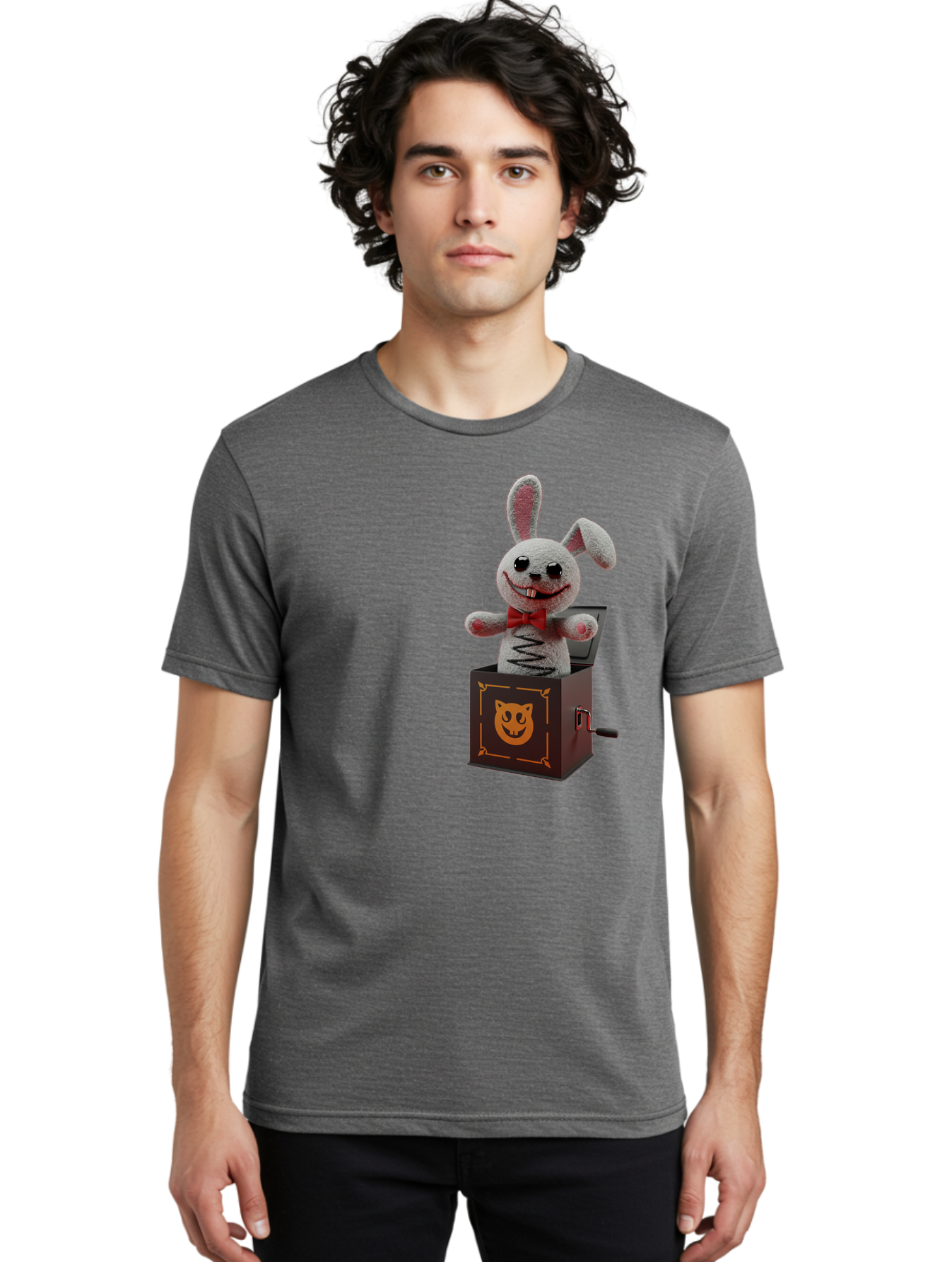 Jack-In-The-Box-Bunny Men'S Graphic Tee, 100% Cotton, Comfortable Casual Summer Wear, Machine Washable, Vintage Camera, Old Camera, Antique Camera, Black Camera, Classic Photography, Photography Equipment, Nostalgic Device, Film Camera, Bam693