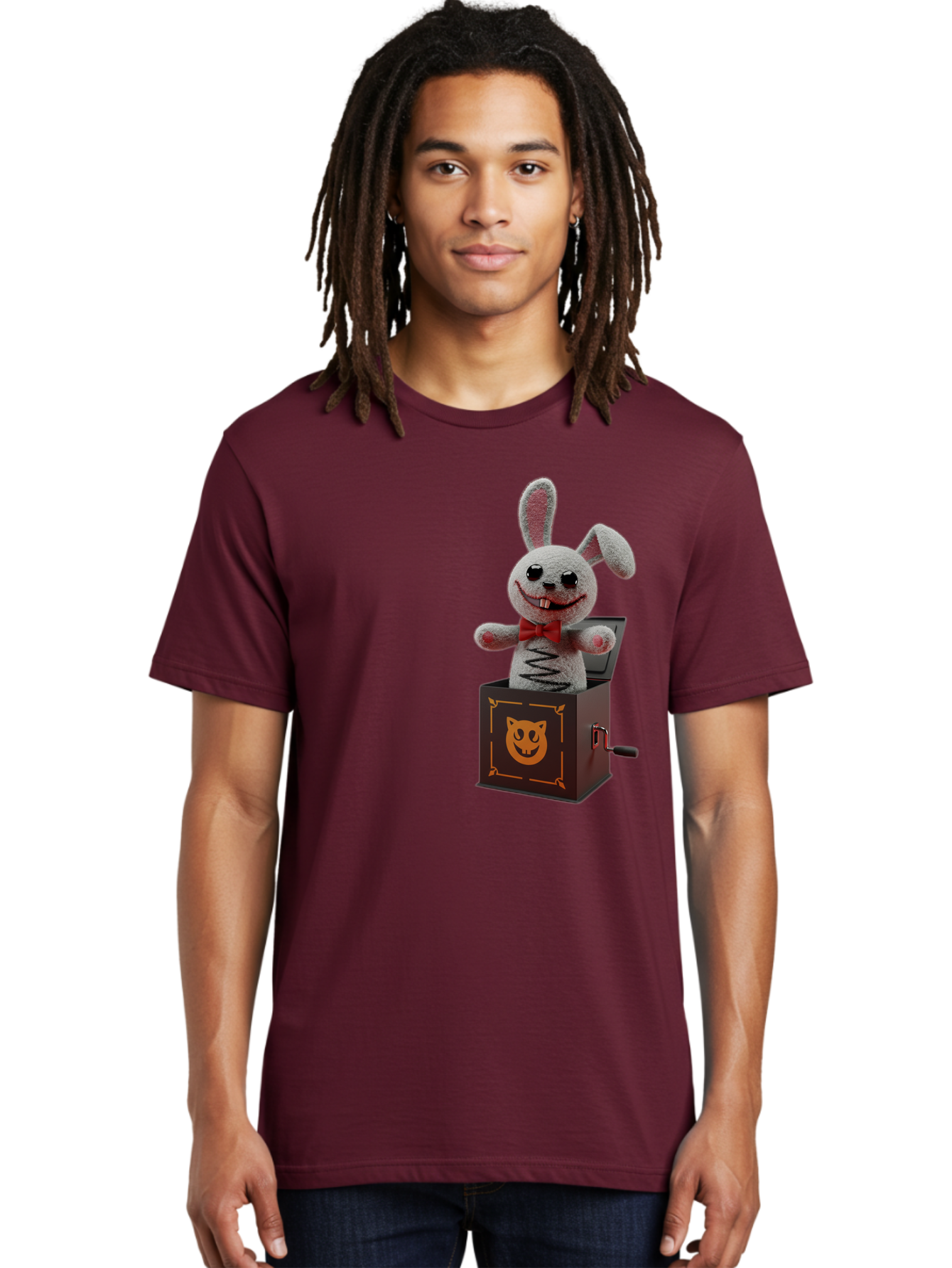 Jack-In-The-Box-Bunny Men'S Graphic Tee, 100% Cotton, Comfortable Casual Summer Wear, Machine Washable, Vintage Camera, Old Camera, Antique Camera, Black Camera, Classic Photography, Photography Equipment, Nostalgic Device, Film Camera, Bam693