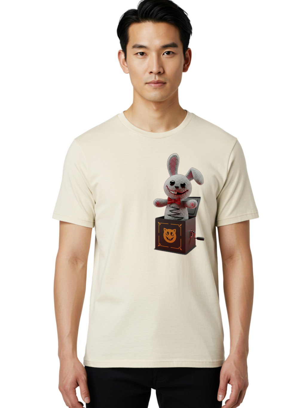 Jack-In-The-Box-Bunny Men'S Graphic Tee, 100% Cotton, Comfortable Casual Summer Wear, Machine Washable, Vintage Camera, Old Camera, Antique Camera, Black Camera, Classic Photography, Photography Equipment, Nostalgic Device, Film Camera, Bam693
