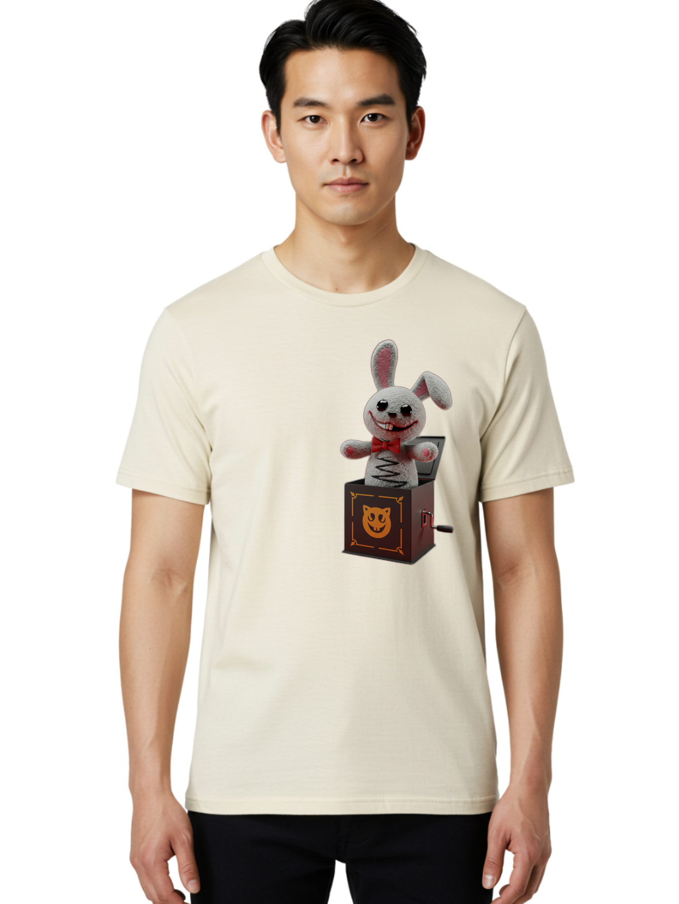 Jack-In-The-Box-Bunny Men'S Graphic Tee, 100% Cotton, Comfortable Casual Summer Wear, Machine Washable, Vintage Camera, Old Camera, Antique Camera, Black Camera, Classic Photography, Photography Equipment, Nostalgic Device, Film Camera, Bam693