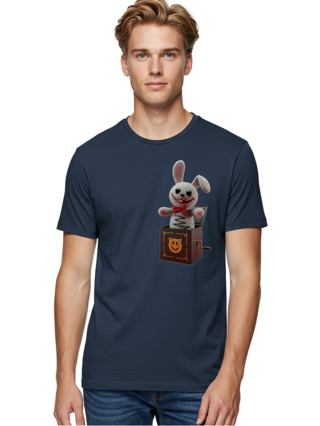 Jack-In-The-Box-Bunny Men'S Graphic Tee, 100% Cotton, Comfortable Casual Summer Wear, Machine Washable, Vintage Camera, Old Camera, Antique Camera, Black Camera, Classic Photography, Photography Equipment, Nostalgic Device, Film Camera, Bam693