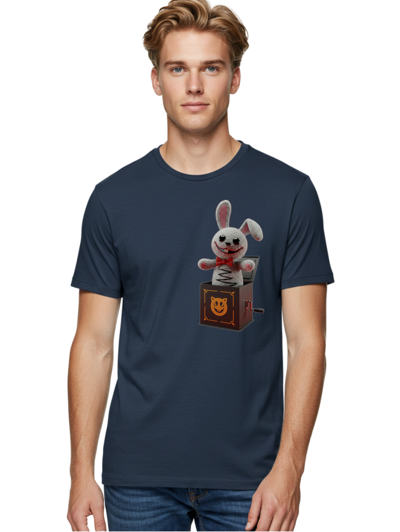 Jack-In-The-Box-Bunny Men'S Graphic Tee, 100% Cotton, Comfortable Casual Summer Wear, Machine Washable, Vintage Camera, Old Camera, Antique Camera, Black Camera, Classic Photography, Photography Equipment, Nostalgic Device, Film Camera, Bam693
