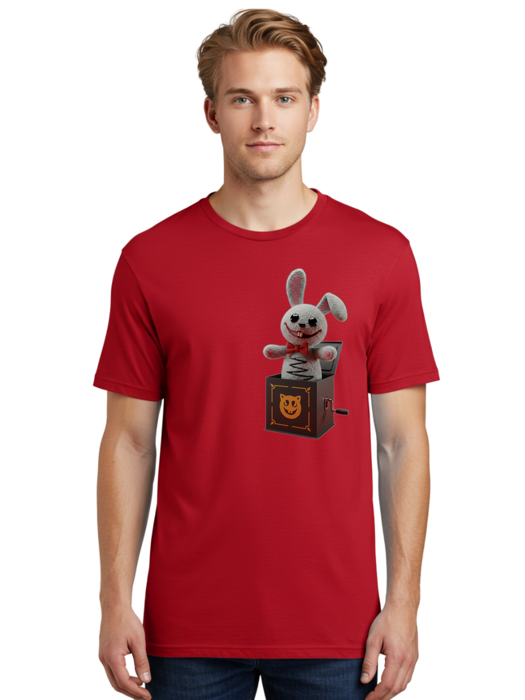 Jack-In-The-Box-Bunny Men'S Graphic Tee, 100% Cotton, Comfortable Casual Summer Wear, Machine Washable, Vintage Camera, Old Camera, Antique Camera, Black Camera, Classic Photography, Photography Equipment, Nostalgic Device, Film Camera, Bam693