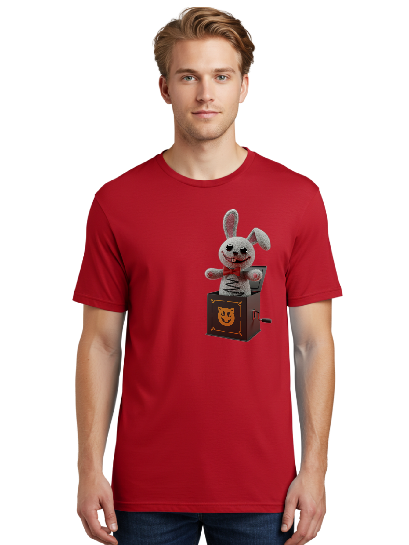 Jack-In-The-Box-Bunny Men'S Graphic Tee, 100% Cotton, Comfortable Casual Summer Wear, Machine Washable, Vintage Camera, Old Camera, Antique Camera, Black Camera, Classic Photography, Photography Equipment, Nostalgic Device, Film Camera, Bam693
