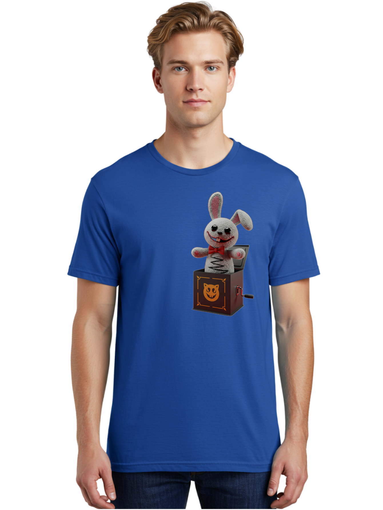 Jack-In-The-Box-Bunny Men'S Graphic Tee, 100% Cotton, Comfortable Casual Summer Wear, Machine Washable, Vintage Camera, Old Camera, Antique Camera, Black Camera, Classic Photography, Photography Equipment, Nostalgic Device, Film Camera, Bam693