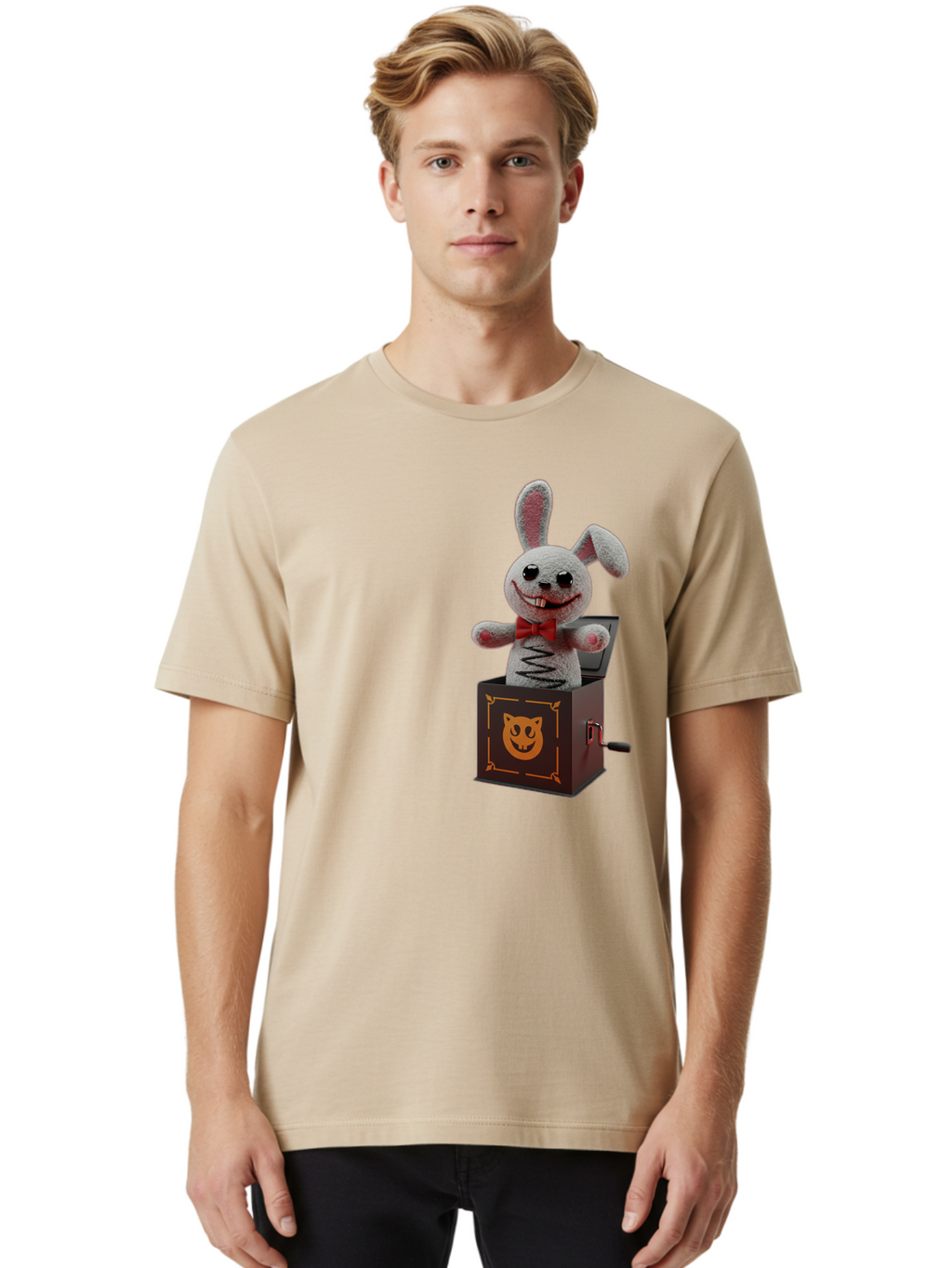 Jack-In-The-Box-Bunny Men'S Graphic Tee, 100% Cotton, Comfortable Casual Summer Wear, Machine Washable, Vintage Camera, Old Camera, Antique Camera, Black Camera, Classic Photography, Photography Equipment, Nostalgic Device, Film Camera, Bam693